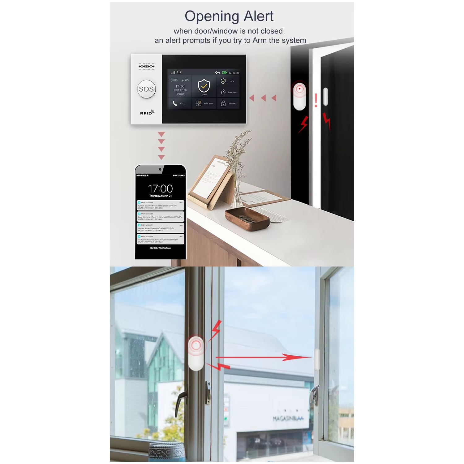 WiFi+4G Smart Home Alarm System - 4.3-inch Touchscreen/Multi-Language/Remote App Control/5 Alarm Phone Numbers with Door and Window Sensors +