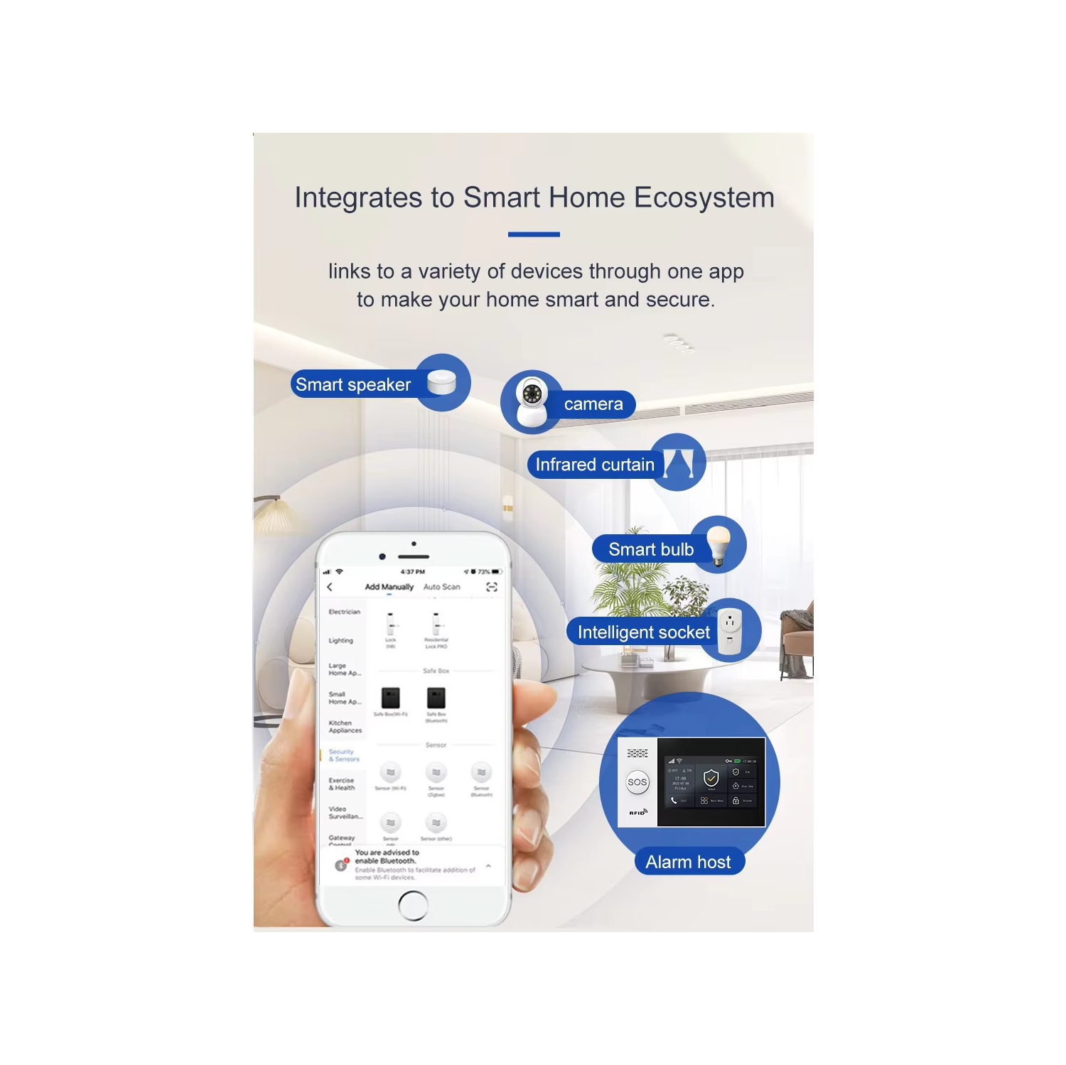 WiFi+4G Smart Home Alarm System - 4.3-inch Touchscreen/Multi-Language/Remote App Control/5 Alarm Phone Numbers with Door and Window Sensors +