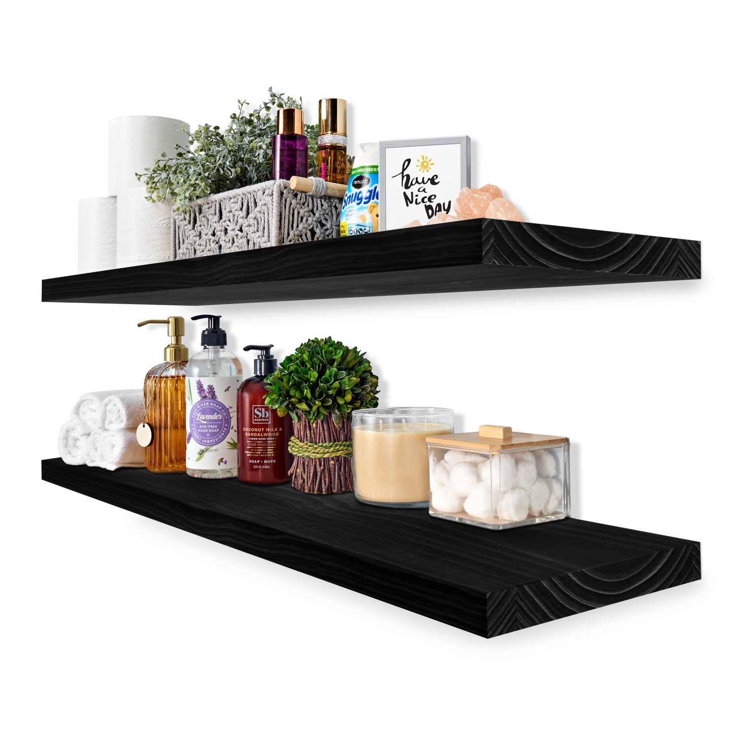 Sorbus 2 Pack 35" Solid Wood Floating Shelves - for Bathroom Decor, Books, Bedroom & Living Room