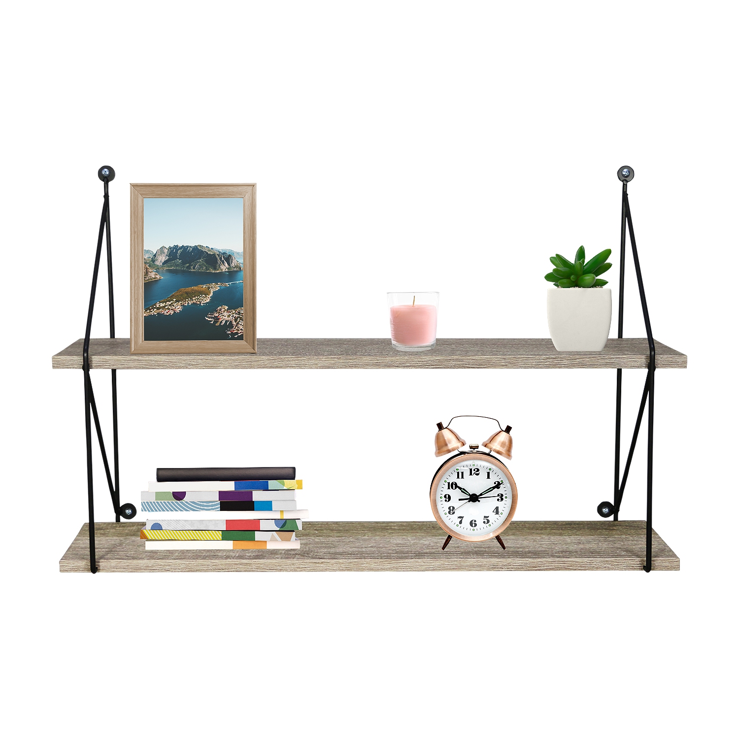 Sorbus 2-Tier Grey Floating Shelf