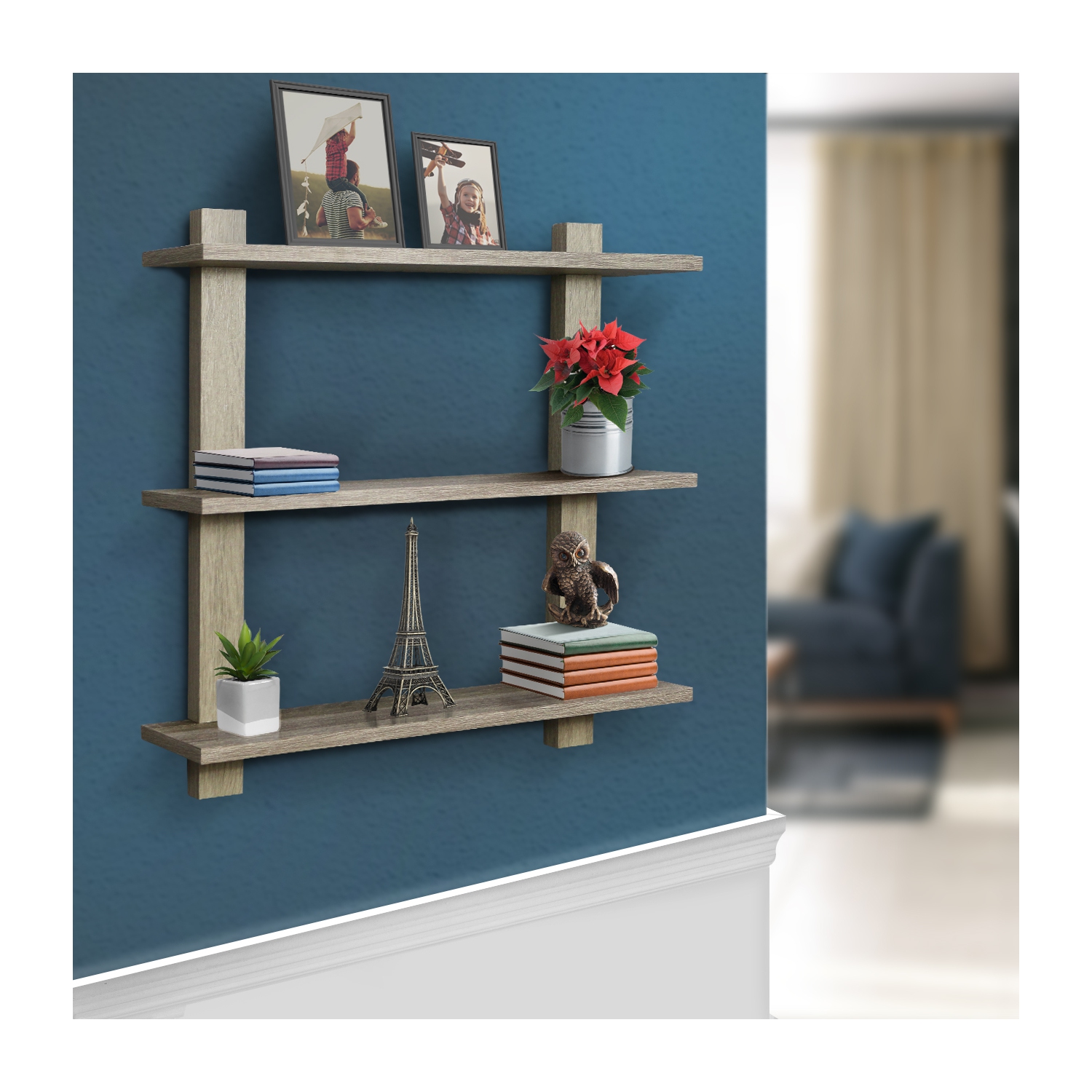 Sorbus Asymmetric Floating Shelf - Gray