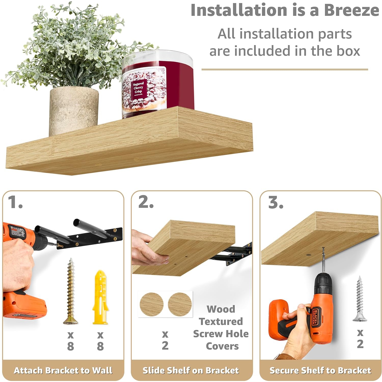 Sorbus 4 Pack Wall Mounted Floating Shelves - for storage and displaying showpieces, home decor items, and other prized possessions