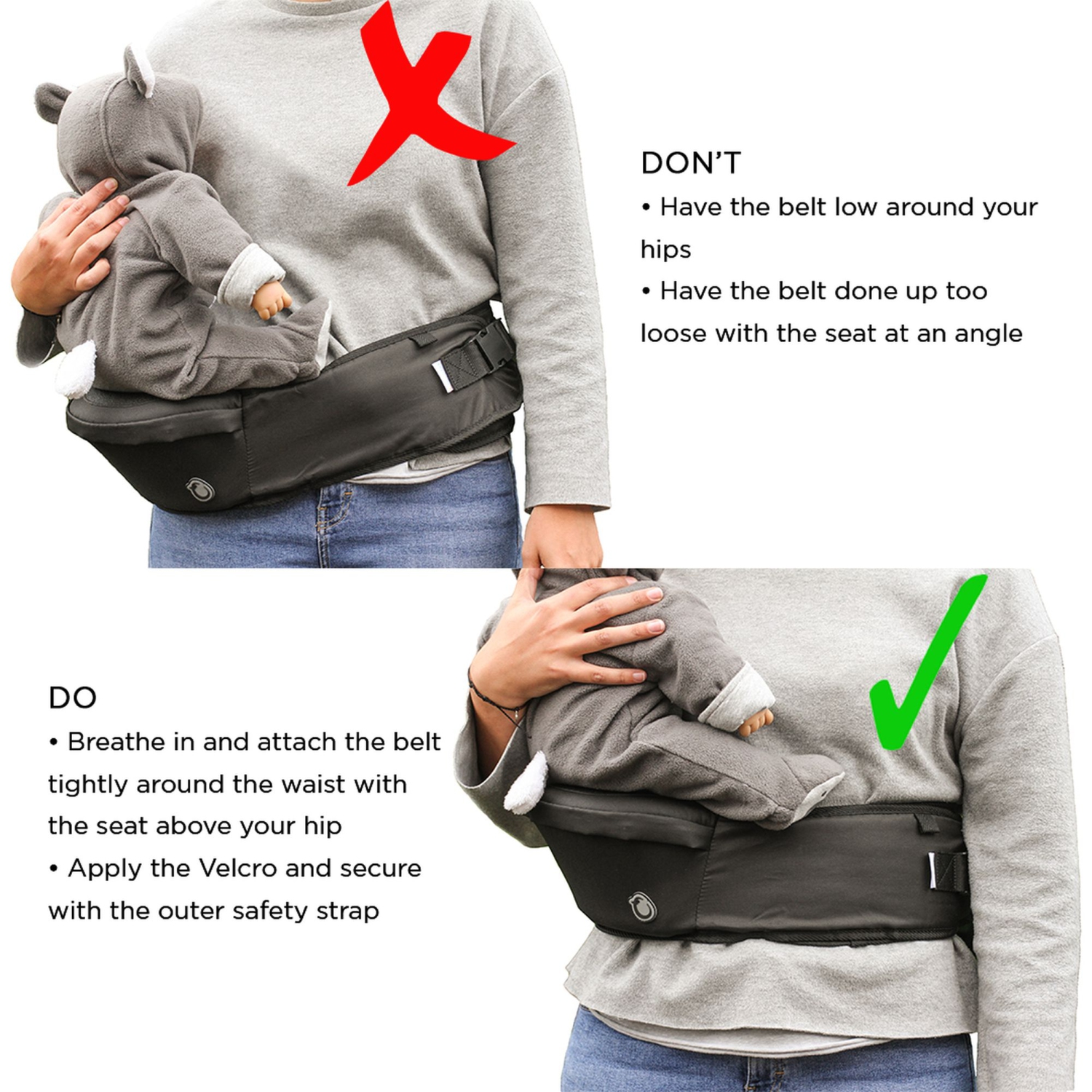 Hippychick Hipseat Baby Carrier - Denim Grey