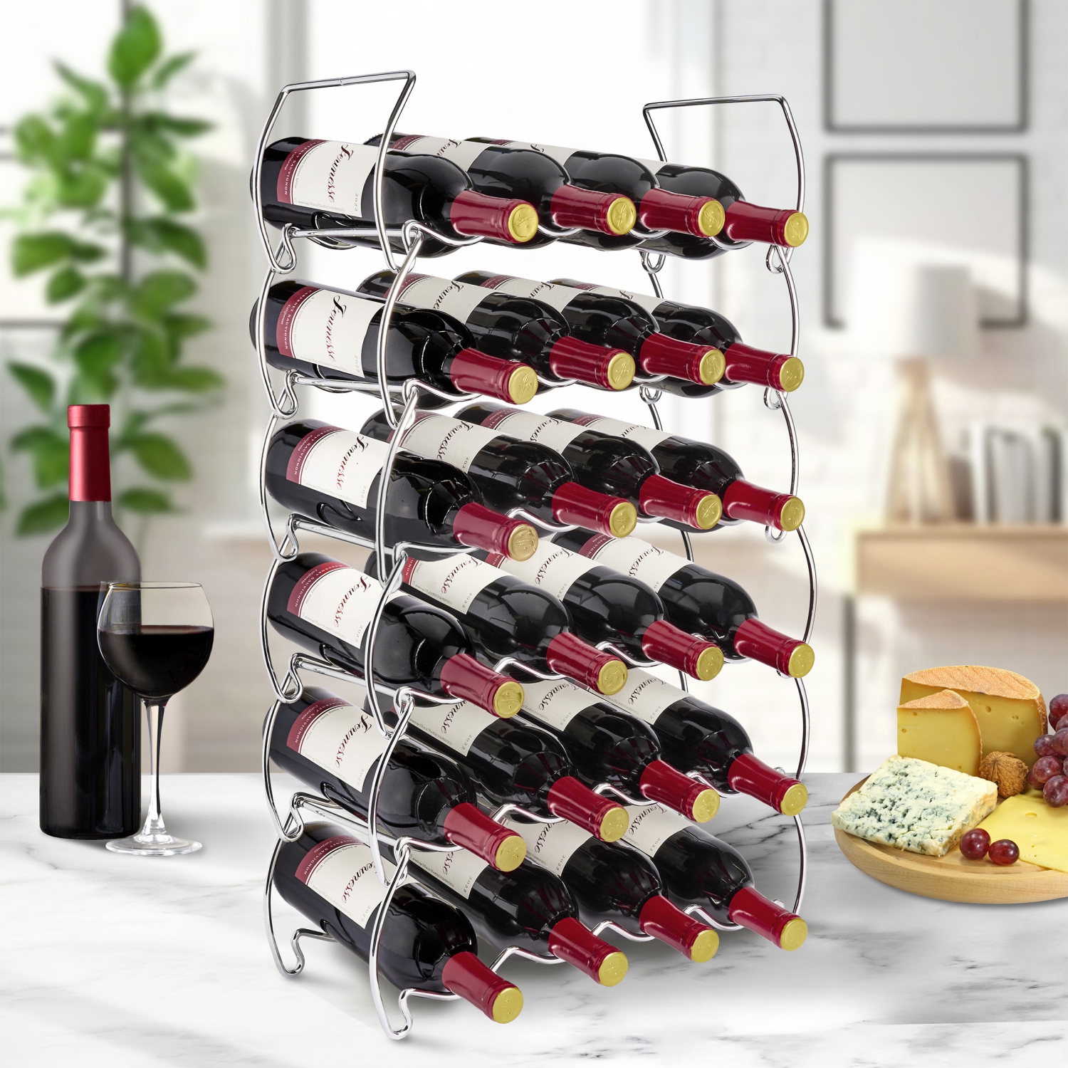 Sorbus 6-Tier Stackable Wine Rack - Perfect for Bar, Wine Cellar, Basement, Cabinet, Pantry, etc - Hold 24 Bottles
