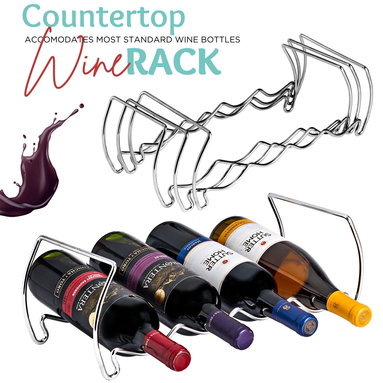 Sorbus 6-Tier Stackable Wine Rack - Perfect for Bar, Wine Cellar, Basement, Cabinet, Pantry, etc - Hold 24 Bottles