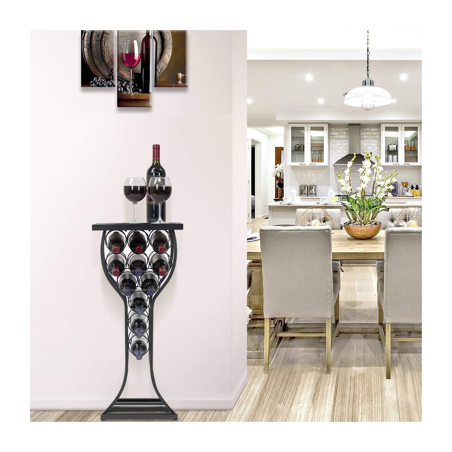 Sorbus Wine Rack Table - Stylish Storage for 11 Bottles with Faux Marble Top & Conversation-Starting Design