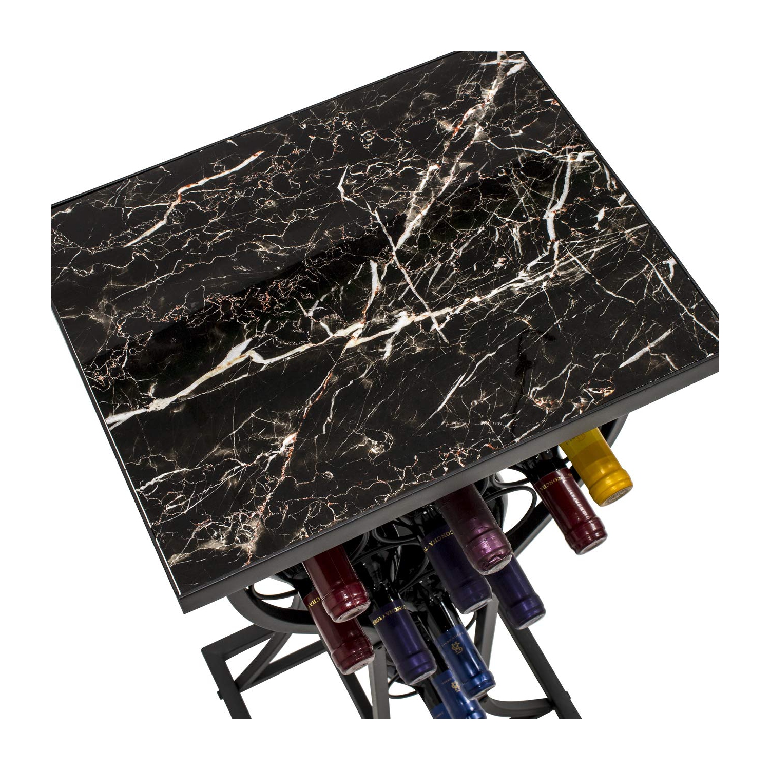 Sorbus Wine Rack Table - Stylish Storage for 11 Bottles with Faux Marble Top & Conversation-Starting Design
