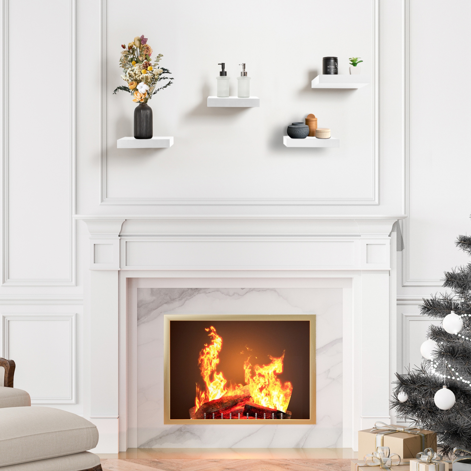 Sorbus 9 Inch 4 Pack Wall Mounted Floating Square Shelves - for Bedroom, Kitchen, Living Room, Bathroom