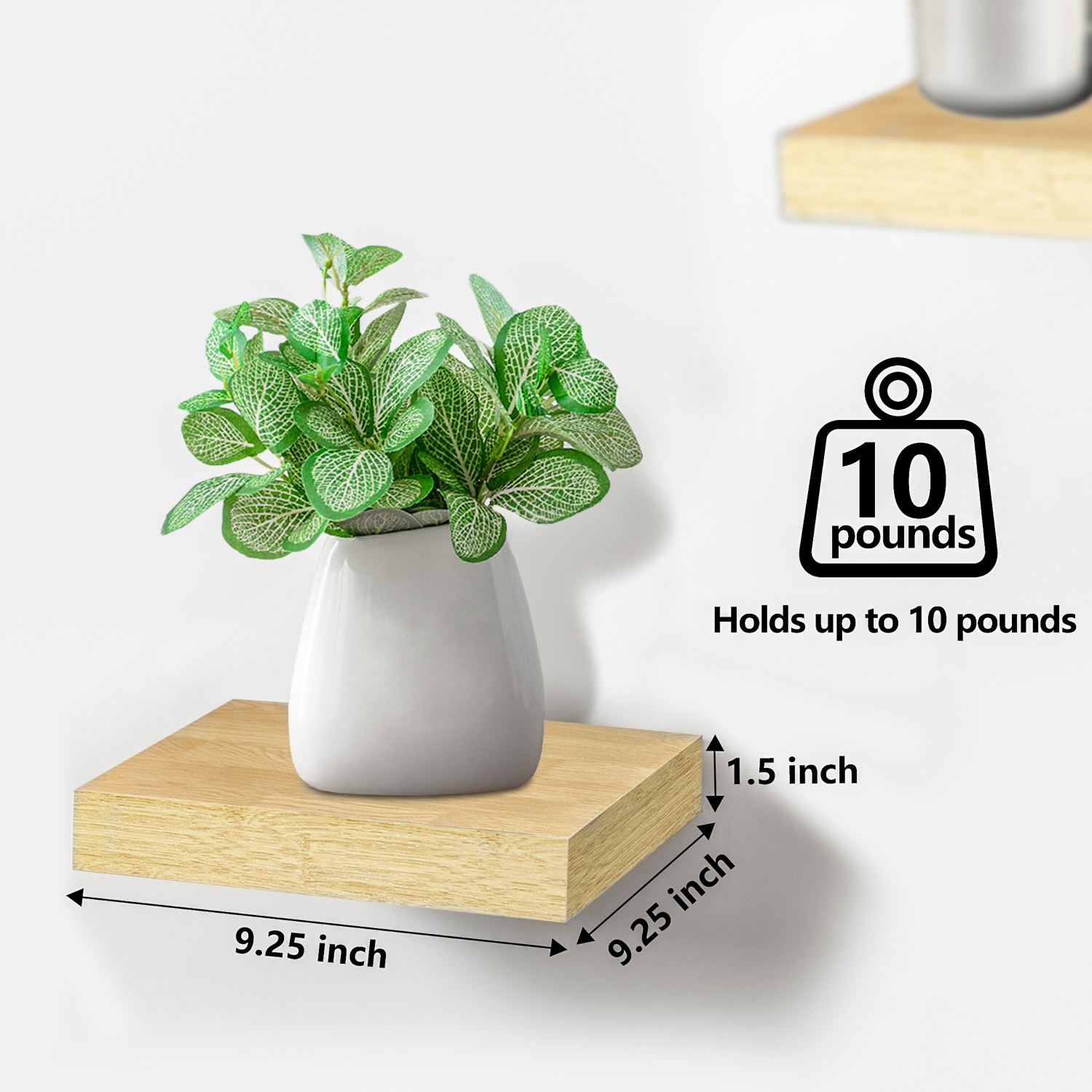 Sorbus 9 Inch 4 Pack Wall Mounted Floating Square Shelves - for Bedroom, Kitchen, Living Room, Bathroom