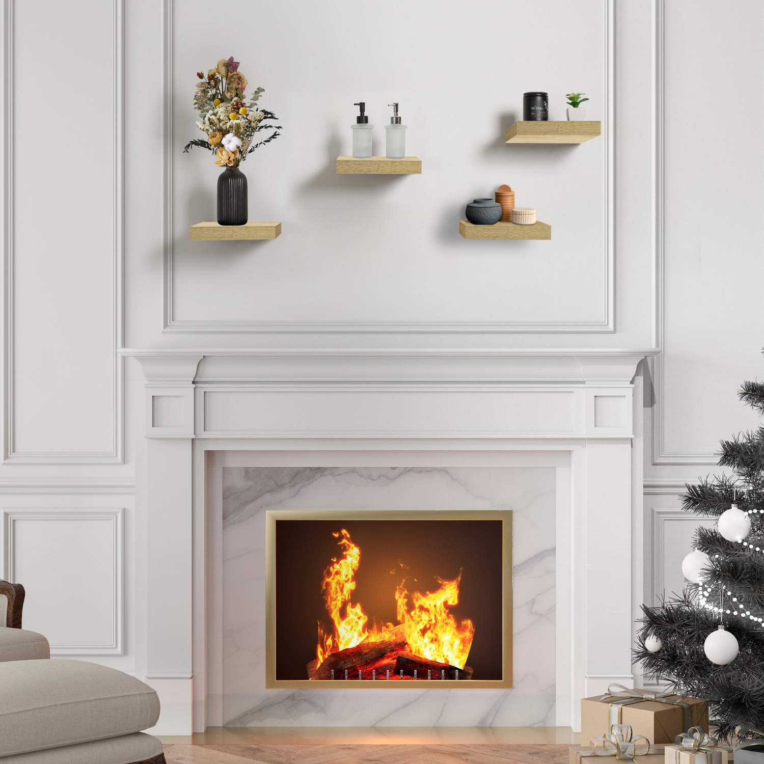 Sorbus 9 Inch 4 Pack Wall Mounted Floating Square Shelves - for Bedroom, Kitchen, Living Room, Bathroom