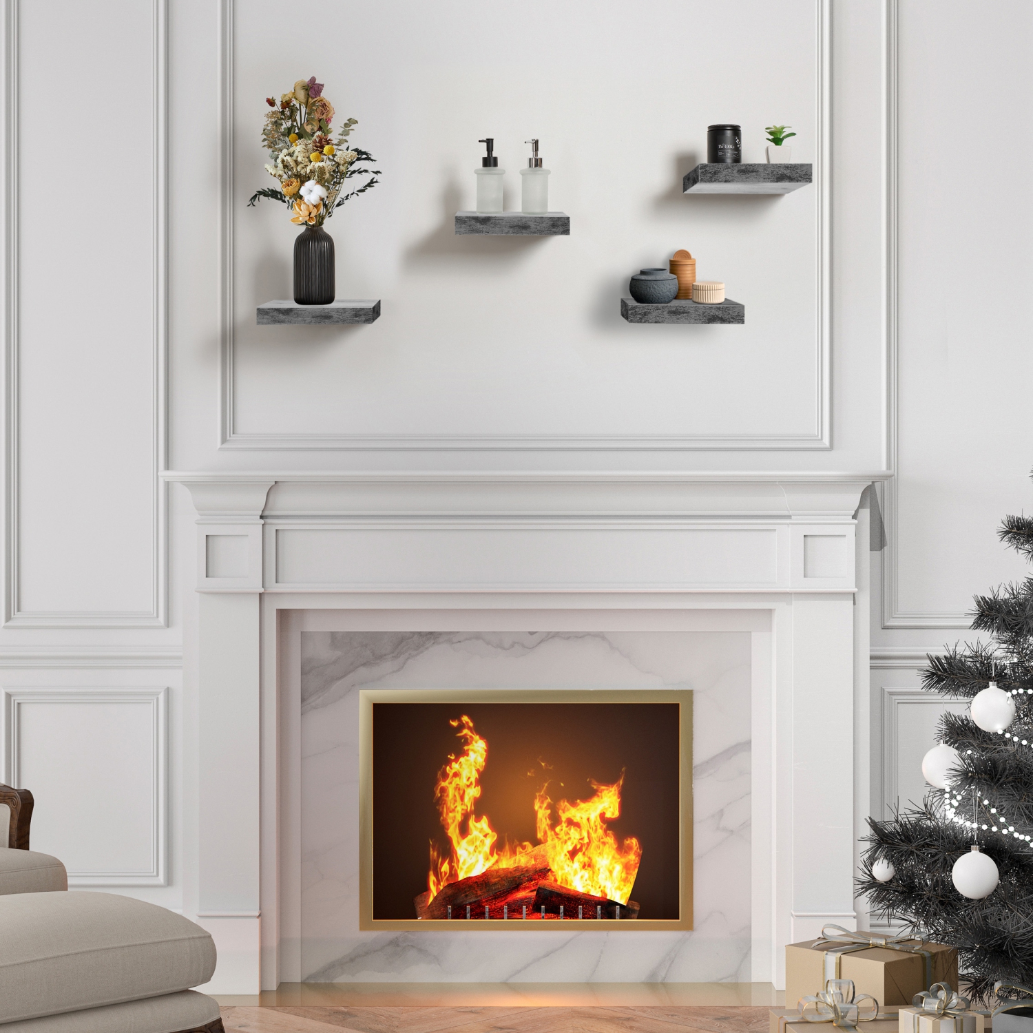 Sorbus 9 Inch 4 Pack Wall Mounted Floating Square Shelves - for Bedroom, Kitchen, Living Room, Bathroom