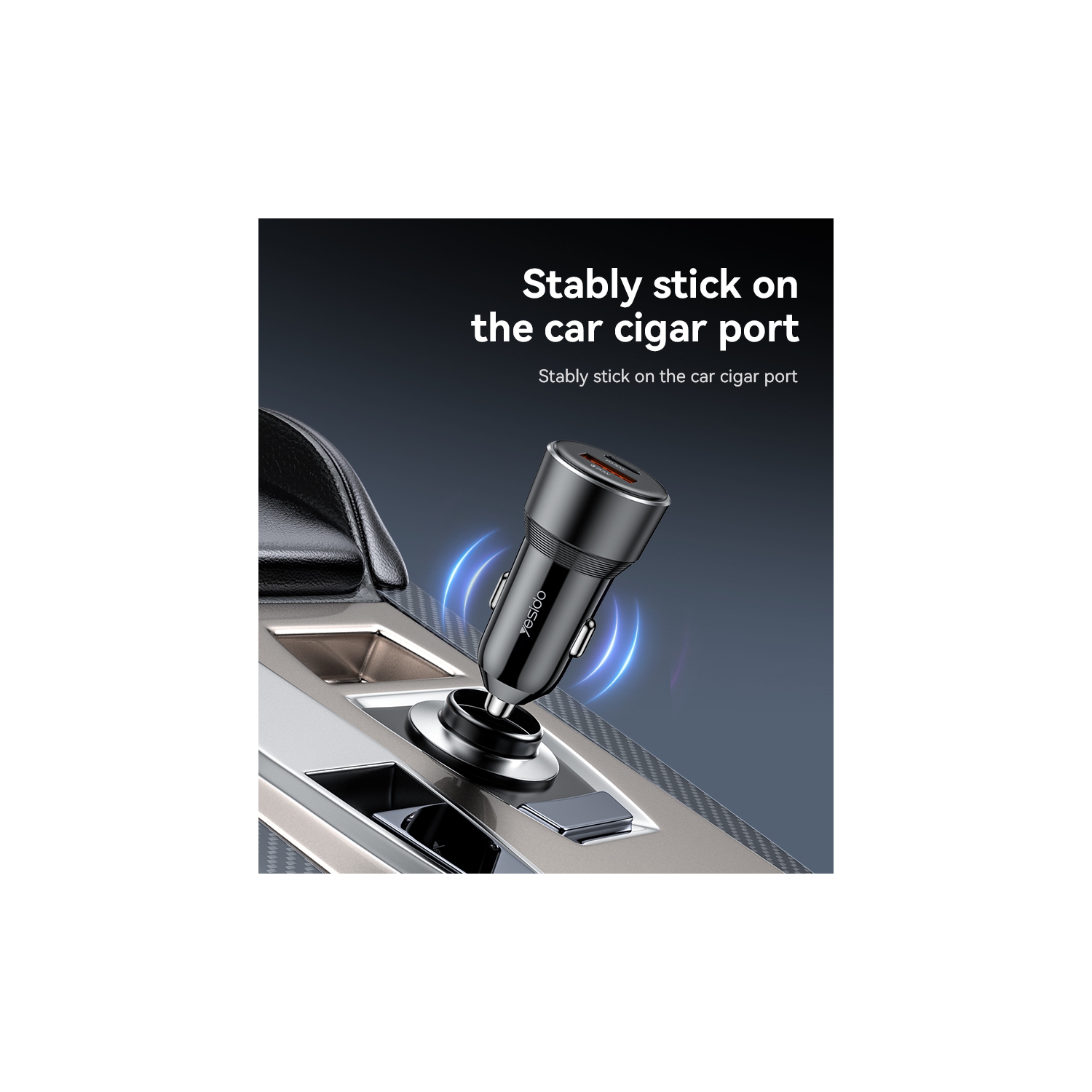 Chargeur pour l'auto à recharge rapide en alliage d'aluminium Yesido USB + TC 30&nbsp;W + USB20W Multi Protection 50&nbsp;W