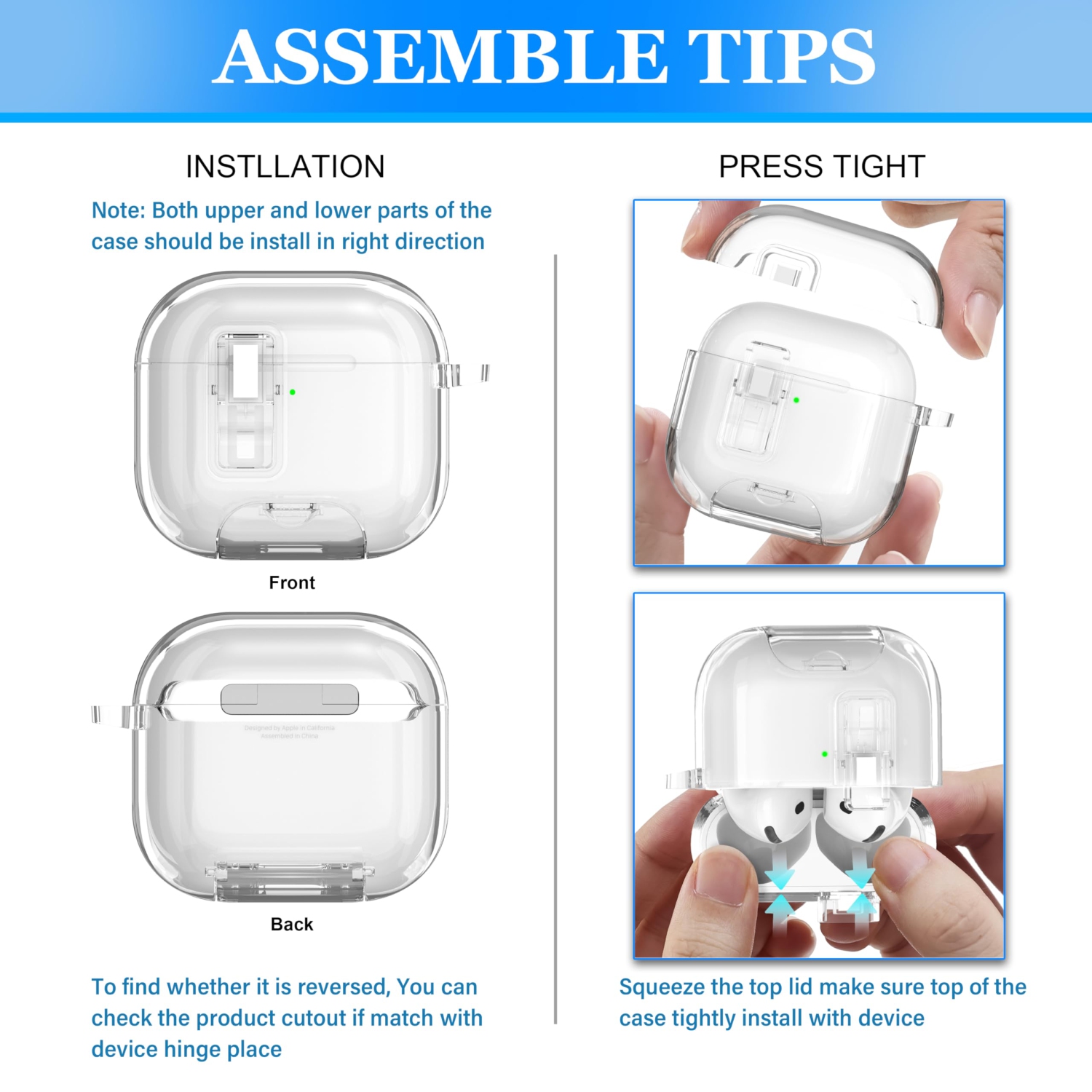 for AirPods 4th Generation Case Cover 2024, Military-Grade Shockproof Transparent Anti-Yellowing, Charging Port Dust-Proof & Cleaning Kit for AirPods