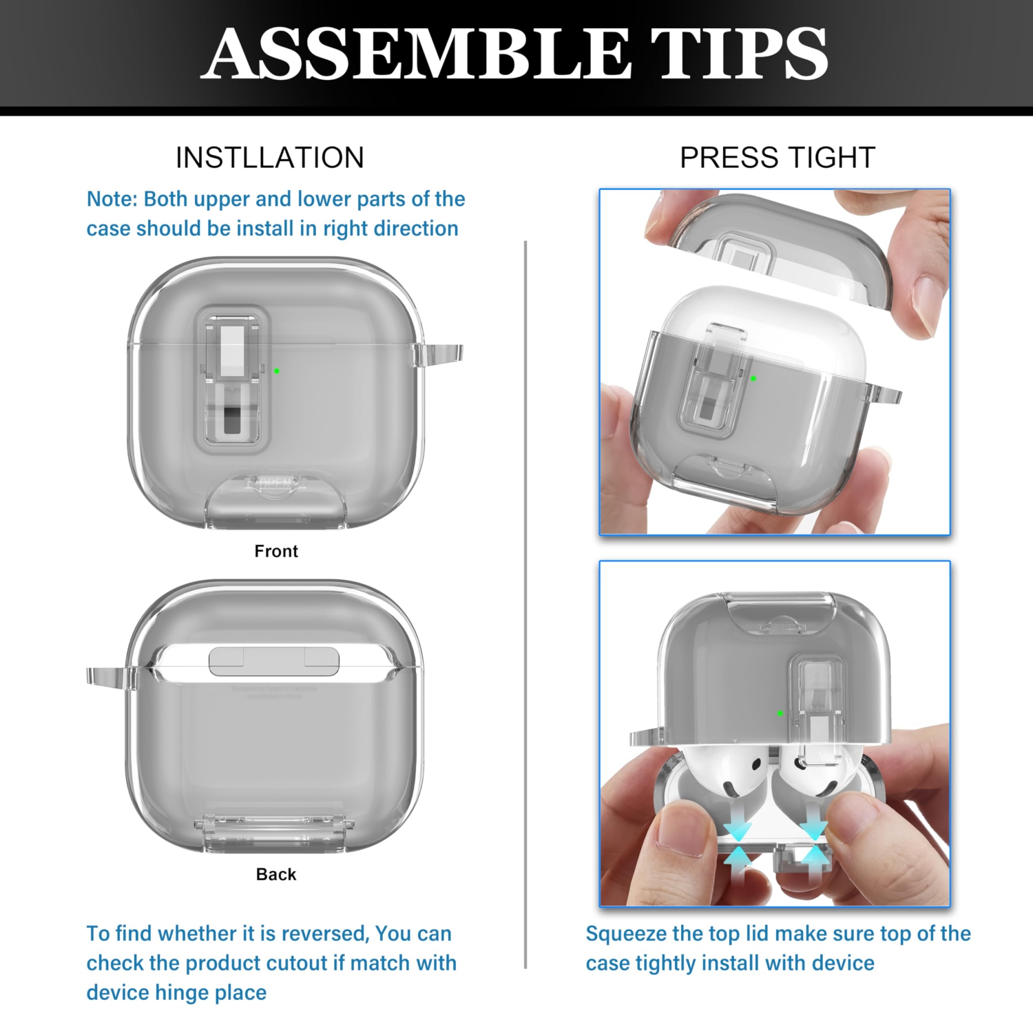for AirPods 4th Generation Case Cover 2024,Military-Grade Shockproof Transparent Anti-Yellowing,Charging Port Dust-Proof&Stand with Cleaning Kit for