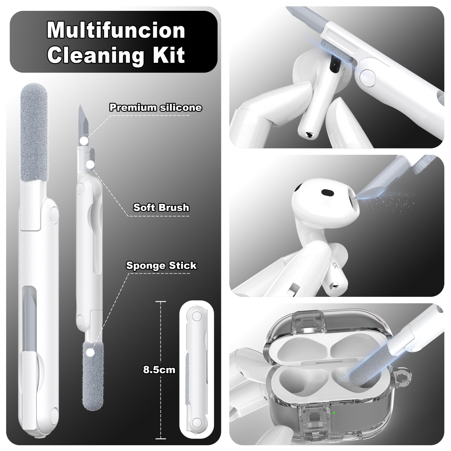 for AirPods 4th Generation Case Cover 2024,Military-Grade Shockproof Transparent Anti-Yellowing,Charging Port Dust-Proof&Stand with Cleaning Kit for