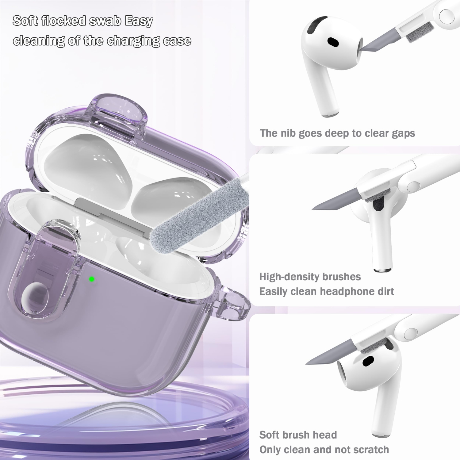 for AirPods 4th Generation Case Cover 2024, Military-Grade Shockproof, Soft TPU Highly Transparent Anti-Yellowing for AirPods 4 Case with Cleaning