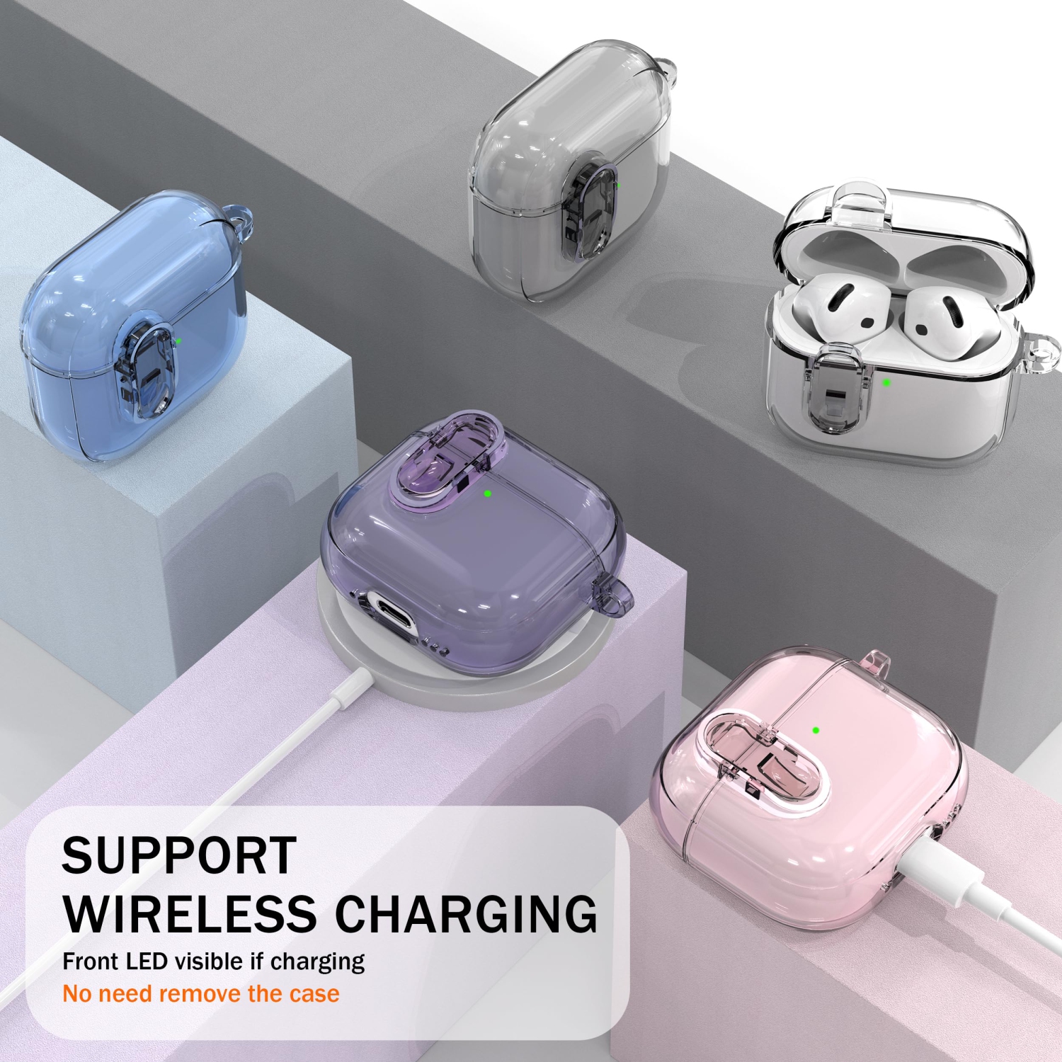 for AirPods 4th Generation Case Cover 2024, Military-Grade Shockproof, Soft TPU Highly Transparent Anti-Yellowing for AirPods 4 Case with Cleaning