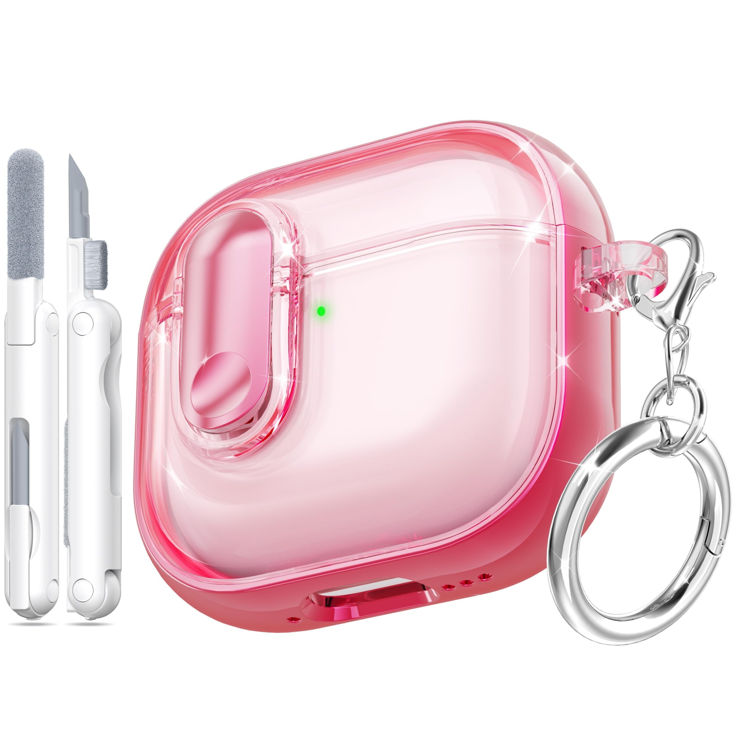 for AirPods 4th Generation Case 2024 with Bright Plated Bezel and Switches, Military-Grade Shockproof Transparent Anti-Yellowing for AirPods 4 Cover,