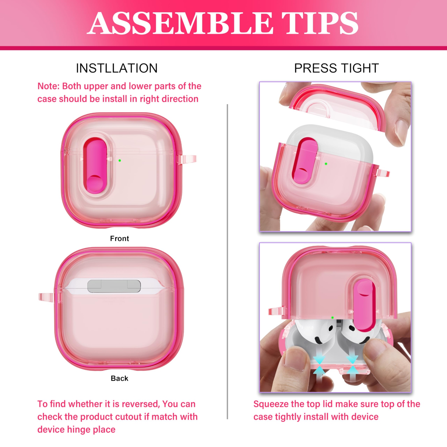 for AirPods 4th Generation Case 2024 with Bright Plated Bezel and Switches, Military-Grade Shockproof Transparent Anti-Yellowing for AirPods 4 Cover,