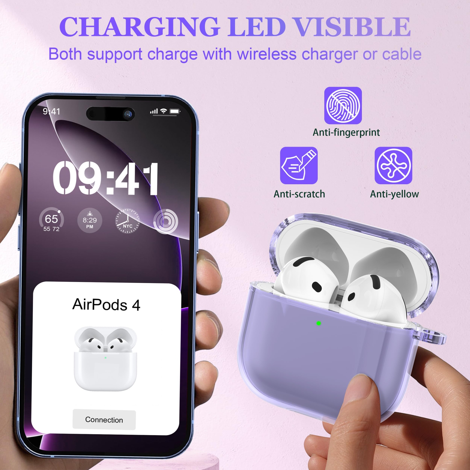 for AirPods 4th Generation Case Cover 2024,Military-Grade Shockproof,Soft TPU Highly Transparent Anti-Yellowing for AirPods Case with Cleaning