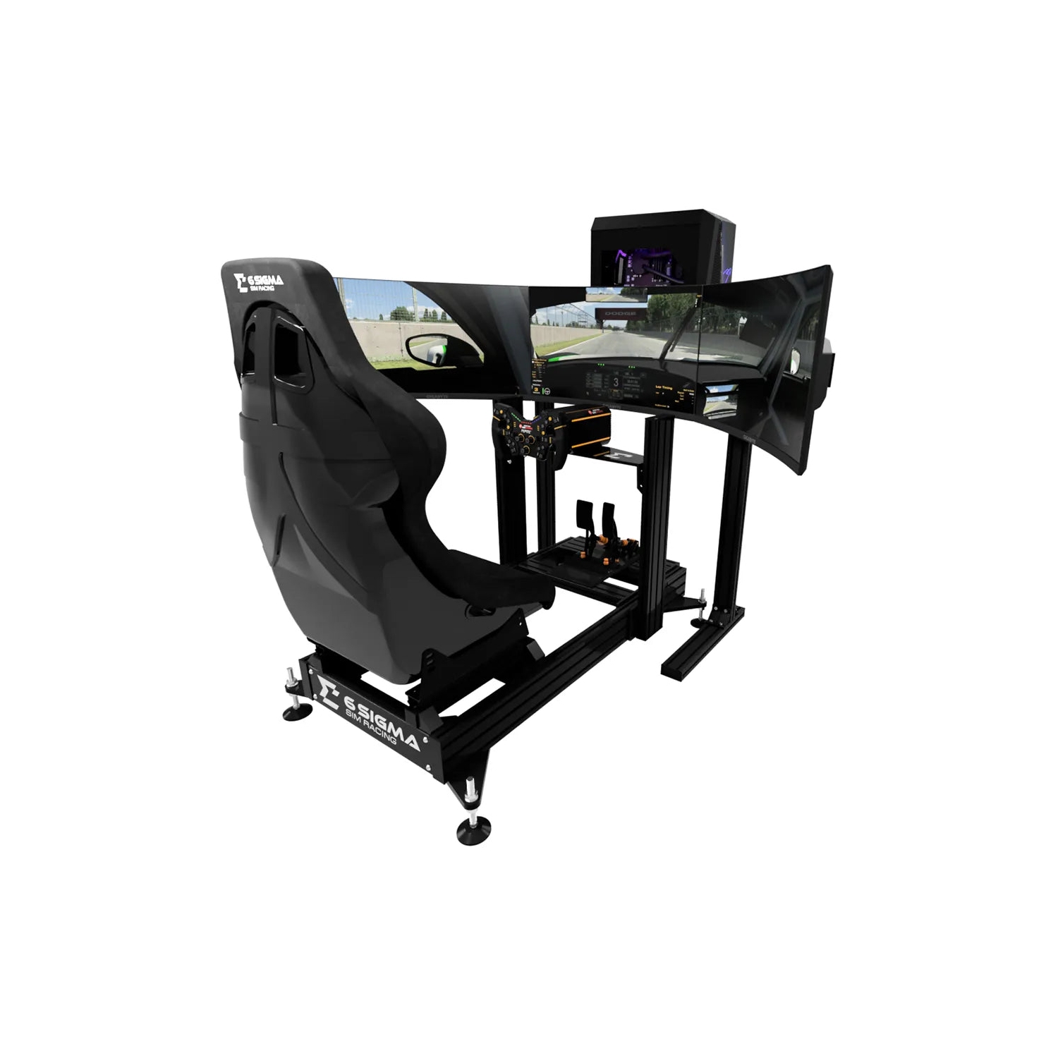 6 Sigma Sim Racing 6S-120 / Asetek Forte Turnkey - 6s-120 chassis, GTR Seat, Asetek Forte Bundle, 6S Custom PC, MSI 32inch Gaming Monitor, Triple