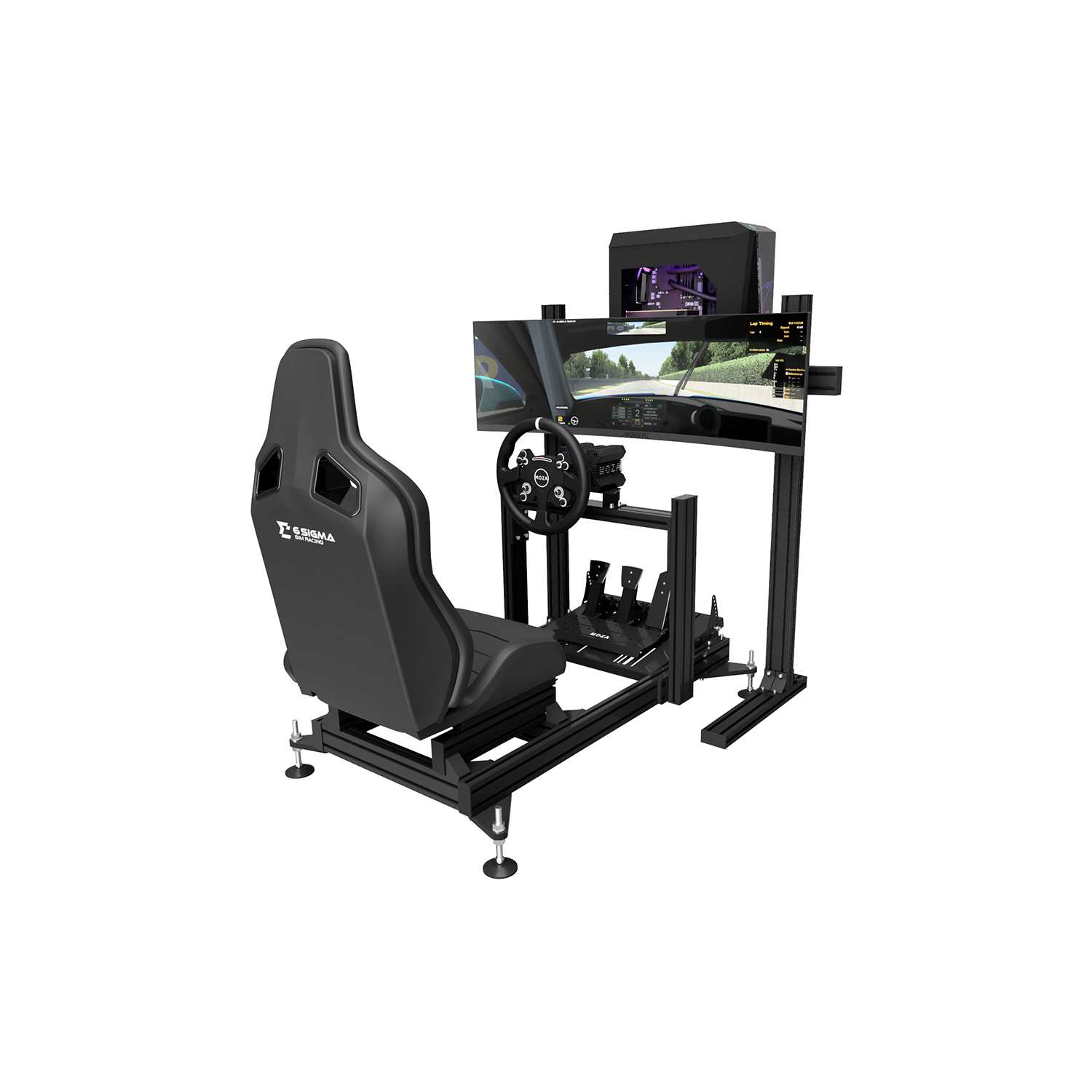 6 Sigma Sim Racing 6S-80 Chassis and MOZA R12 V2 Turnkey - 6s-80 chassis, RSSeat, MOZA R12/CS/CRP2 Bundle, 6S Custom PC, MSI 49inch Ultra Wide