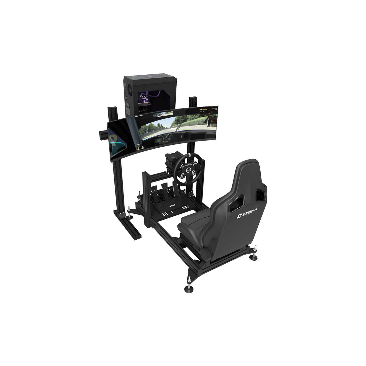 6 Sigma Sim Racing 6S-80 Chassis and MOZA R12 V2 Turnkey - 6s-80 chassis, RSSeat, MOZA R12/CS/CRP2 Bundle, 6S Custom PC, MSI 49inch Ultra Wide