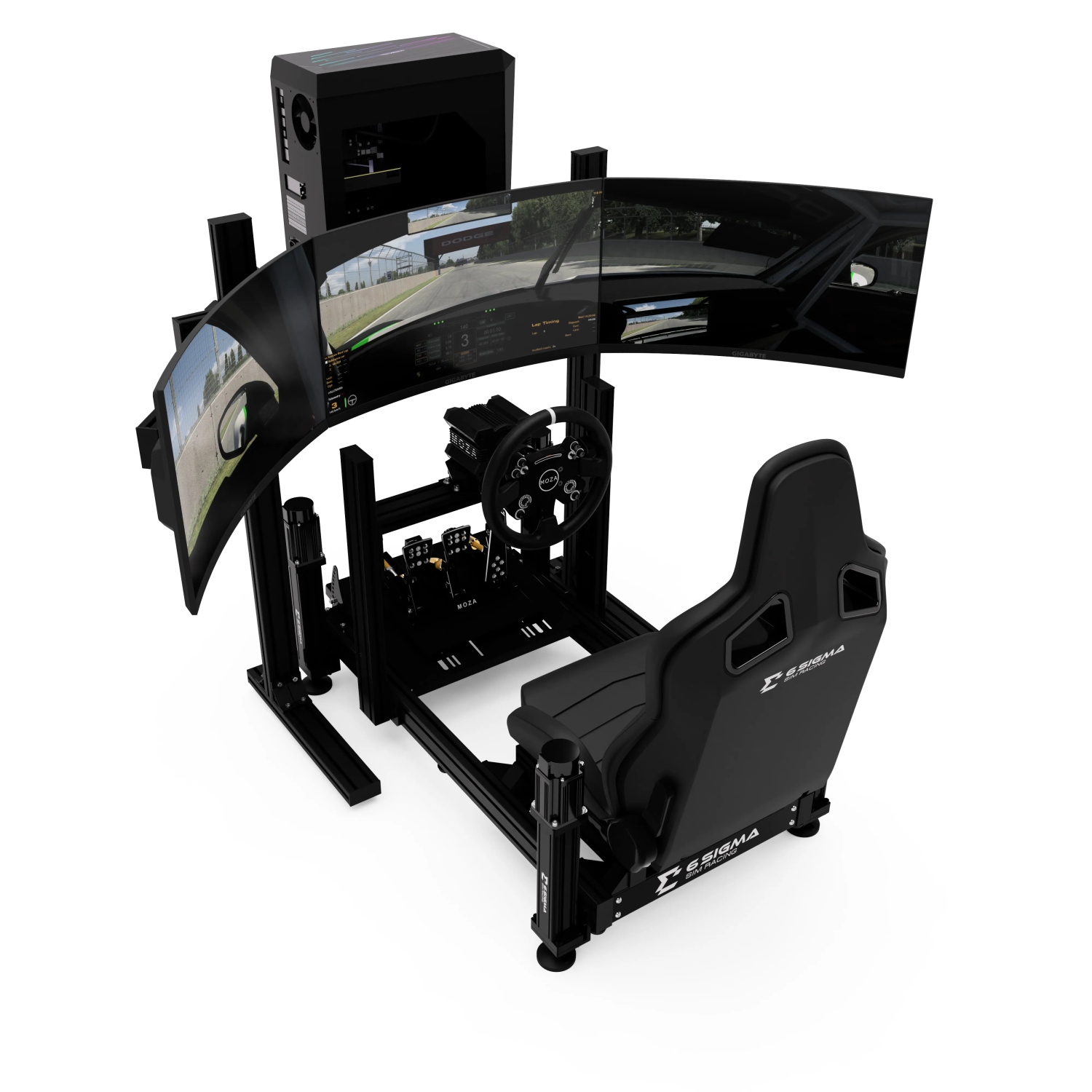 6 Sigma Sim Racing 6S-80 Chassis and MOZA R9 V3 Turnkey - 6s-80 chassis, RSSeat, MOZA R9/CS/CRP2 Bundle, 6S Custom PC, MSI 49inch Ultra Wide Monitor,