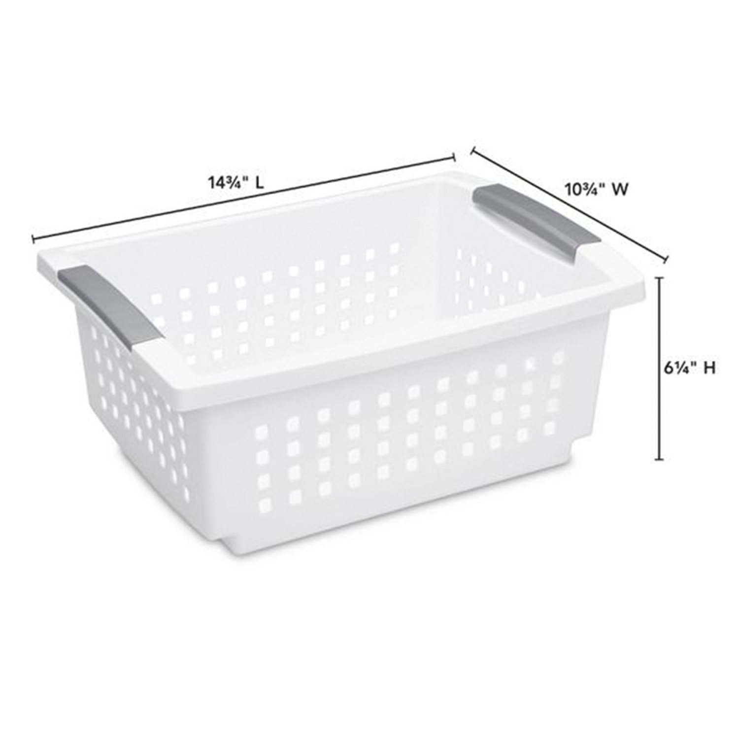 Sterilite Medium Plastic Stackable Storage Organizer Basket Bin, White