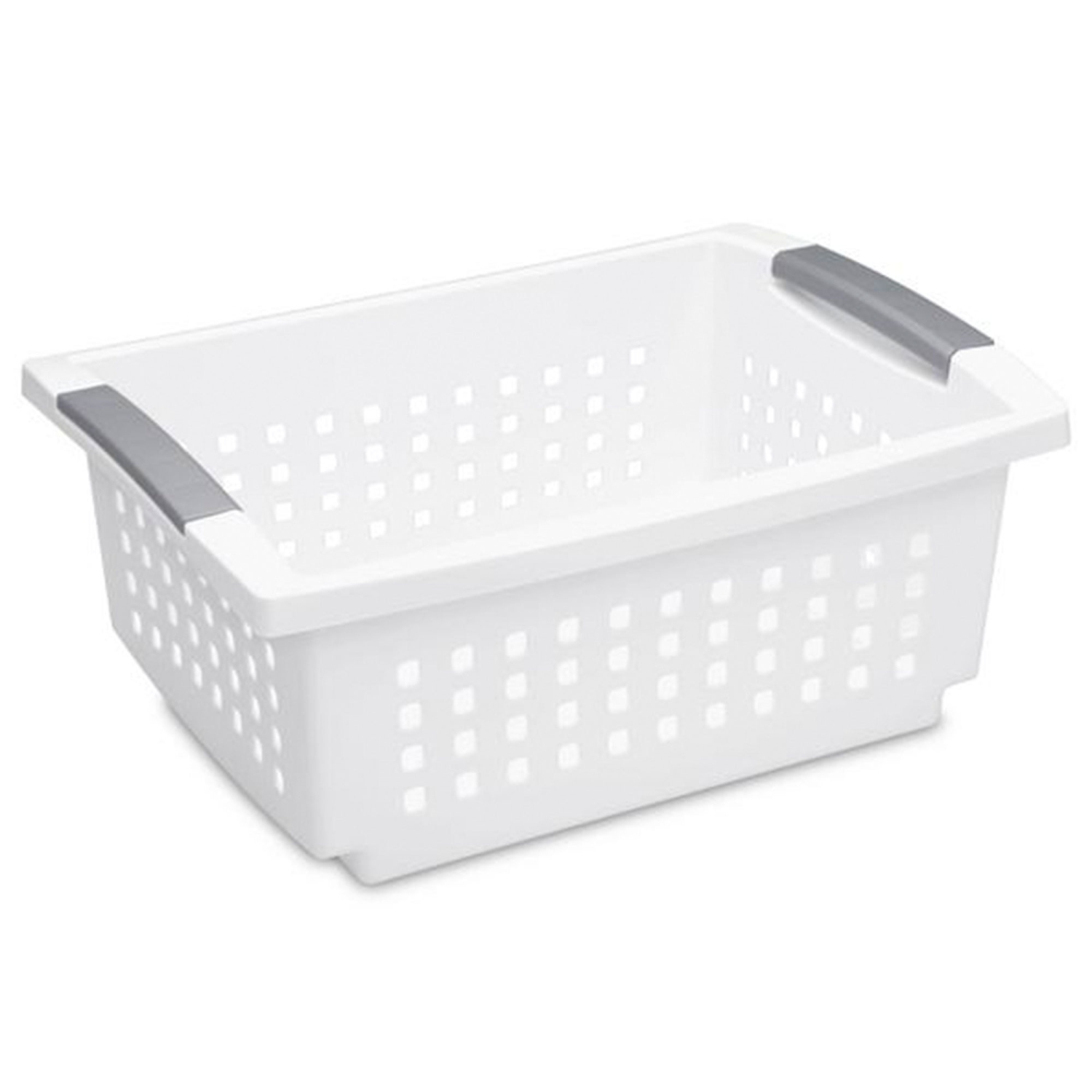 Sterilite Medium Plastic Stackable Storage Organizer Basket Bin, White