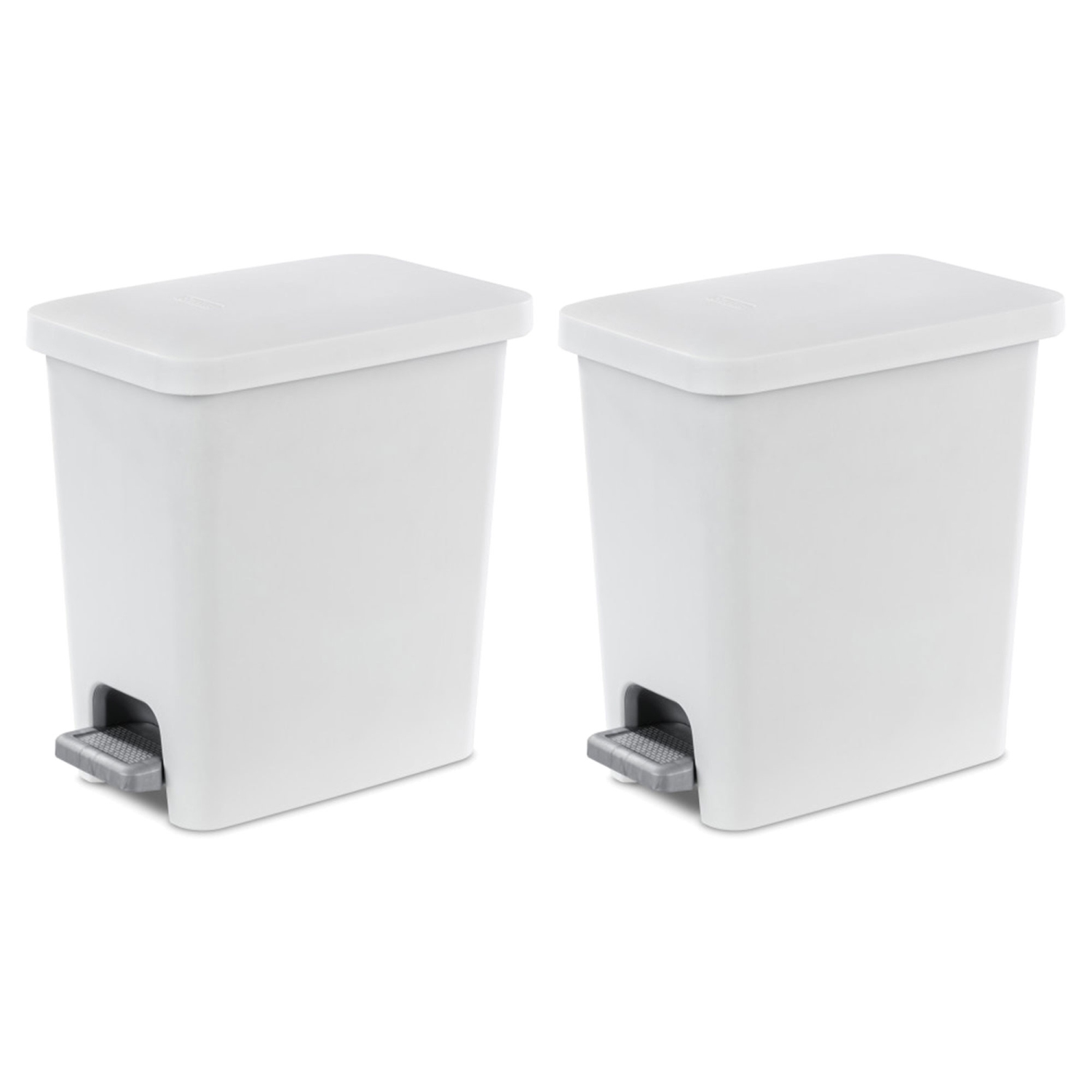 Sterilite 2.7 Gallon Rectangular Step On Trash Bin Wastebasket, White