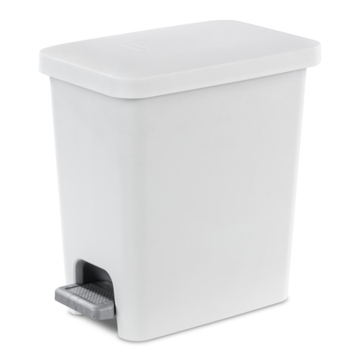Sterilite 2.7 Gallon Rectangular Step On Trash Bin Wastebasket, White