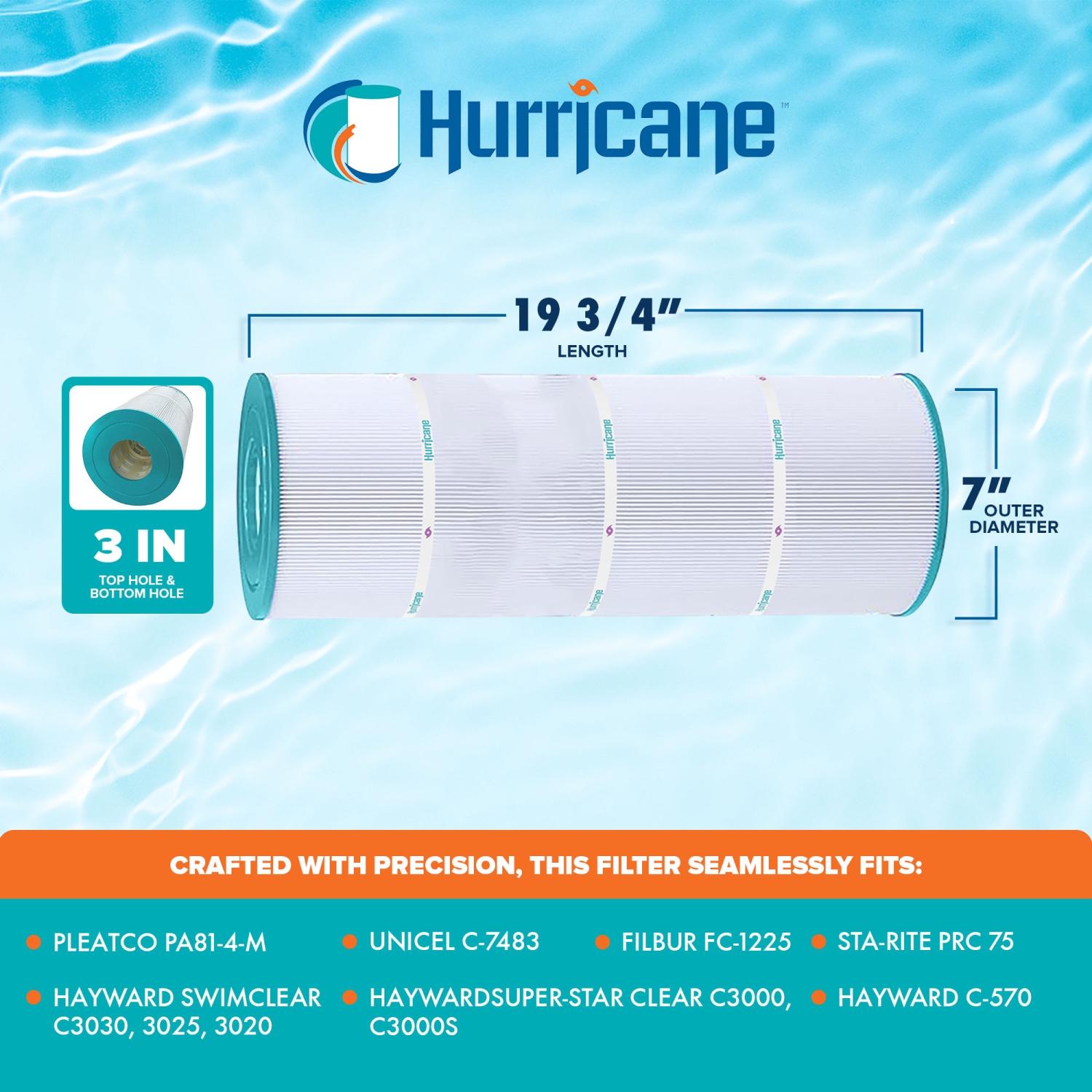 Hurricane 4 Pack HF7483-04 Advanced Pool and Spa Filter Cartridge Replacement