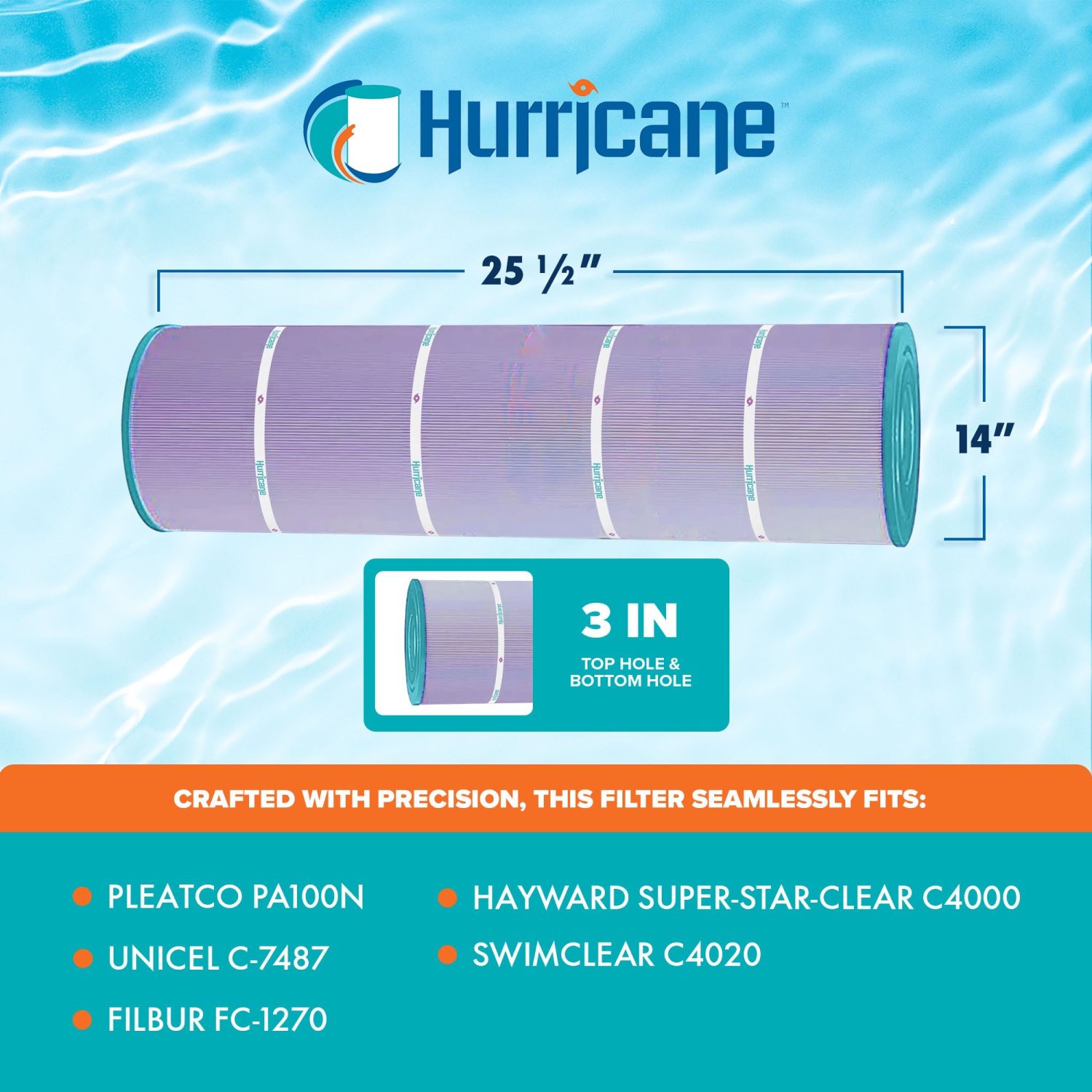 Hurricane 4 Pack HF7487-04P Platinum Purple Spa Filter Cartridge Replacement
