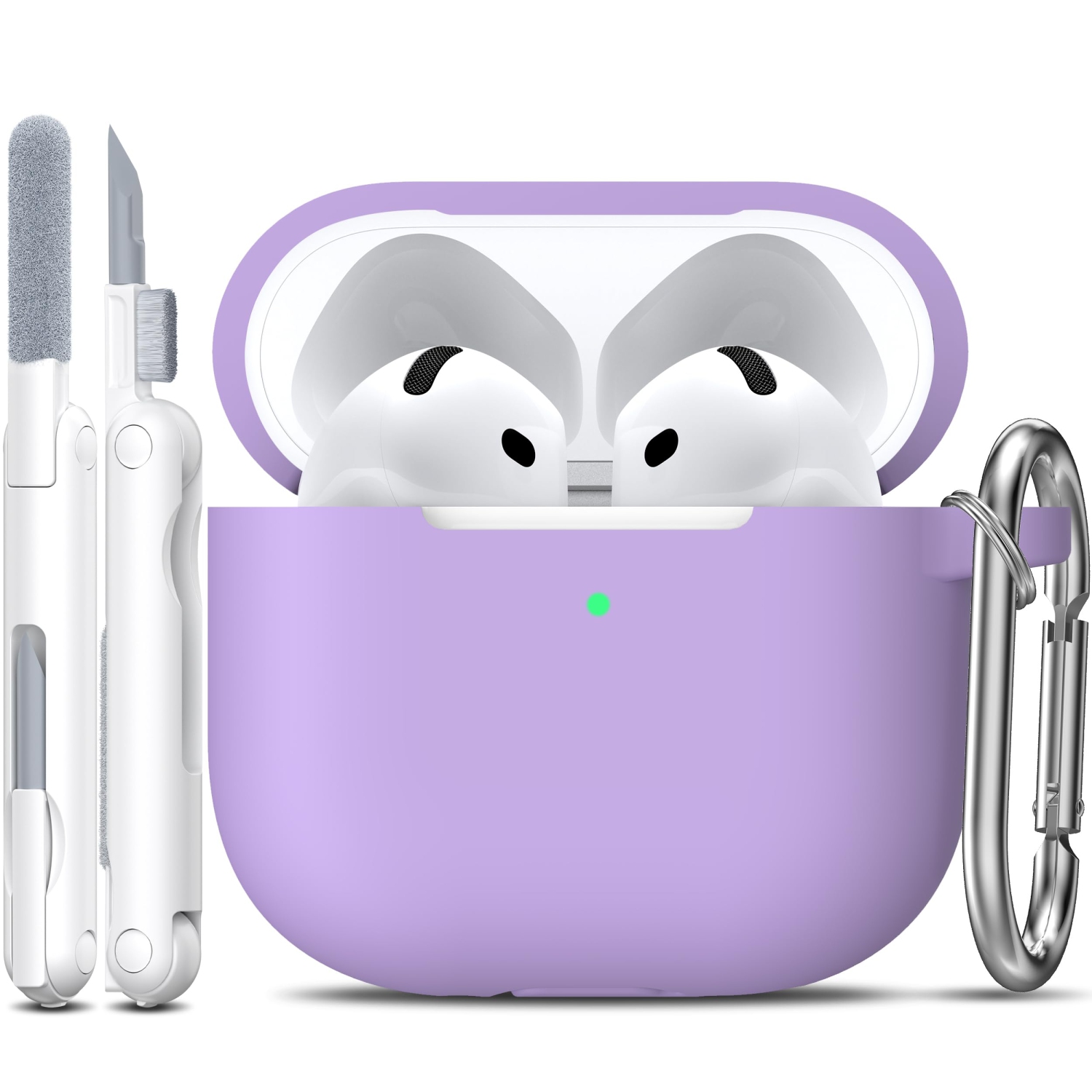 for Airpods 4th Generation Case Cover with Cleaner Kit, Soft Silicone Casewith Keychain, Full Protective Case for,Compatible with Apple Latest