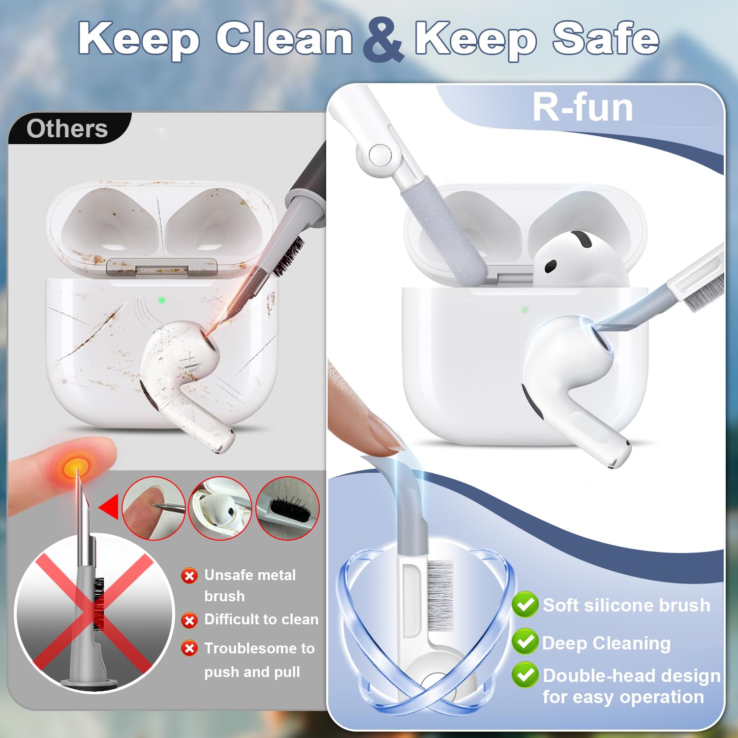 for Airpods 4th Generation Case Cover with Cleaner Kit,Soft Silicone Casewith Keychain,Full Protective Case, Compatible with Apple Latest Airpods 4