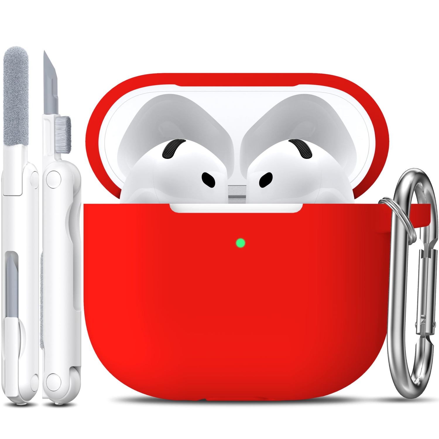 for Airpods 4th Generation Case Cover with Cleaner Kit, Soft Skin Silicone Casewith Keychain, Full Protective Case, Compatible with Apple Latest