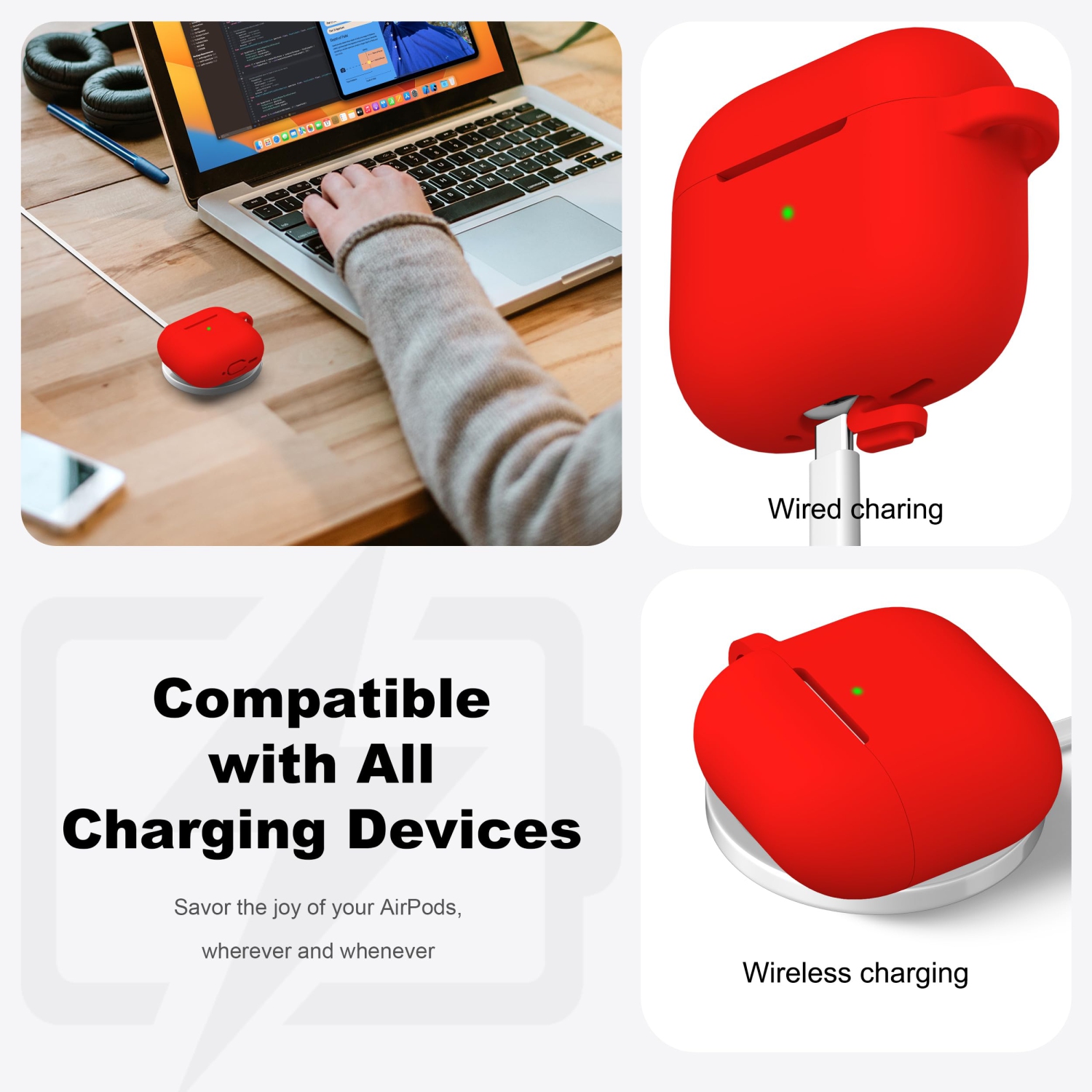 for Airpods 4th Generation Case Cover with Cleaner Kit, Soft Skin Silicone Casewith Keychain, Full Protective Case, Compatible with Apple Latest