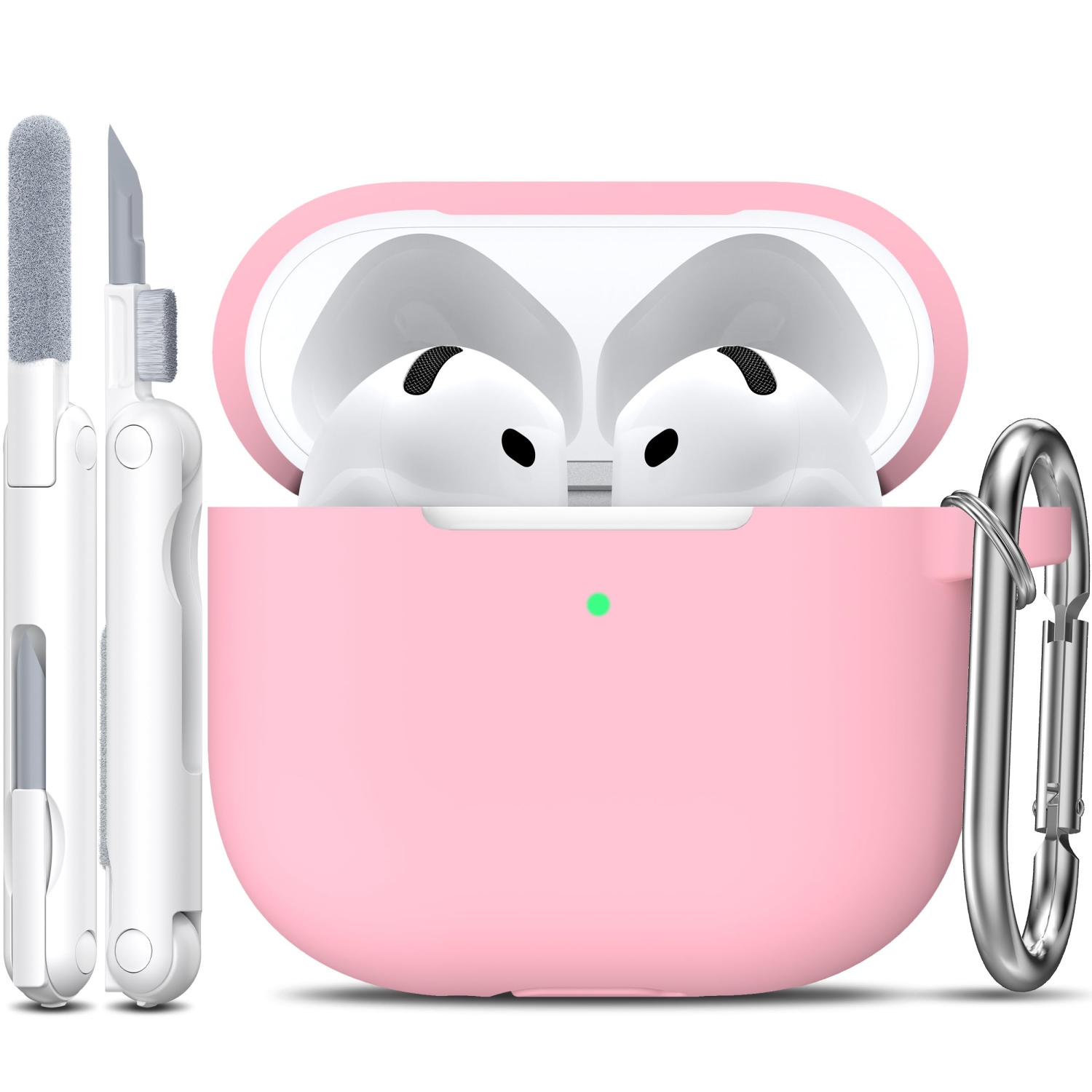 Pour les AirPods, étui 4ᵉ Generation avec trousse de nettoyage, étui en silicone souple avec porte-clés, étui de protection complet, compatible avec
