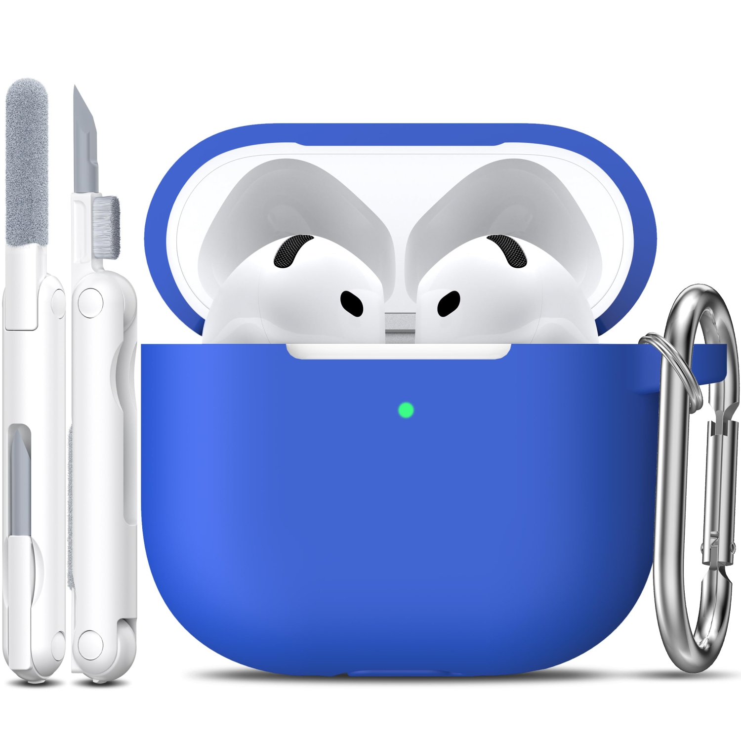 for Airpods 4th Generation Case Cover with Cleaner Kit, Soft Skin Silicone Casewith Keychain, Full Protective Case, Compatible with Apple Latest