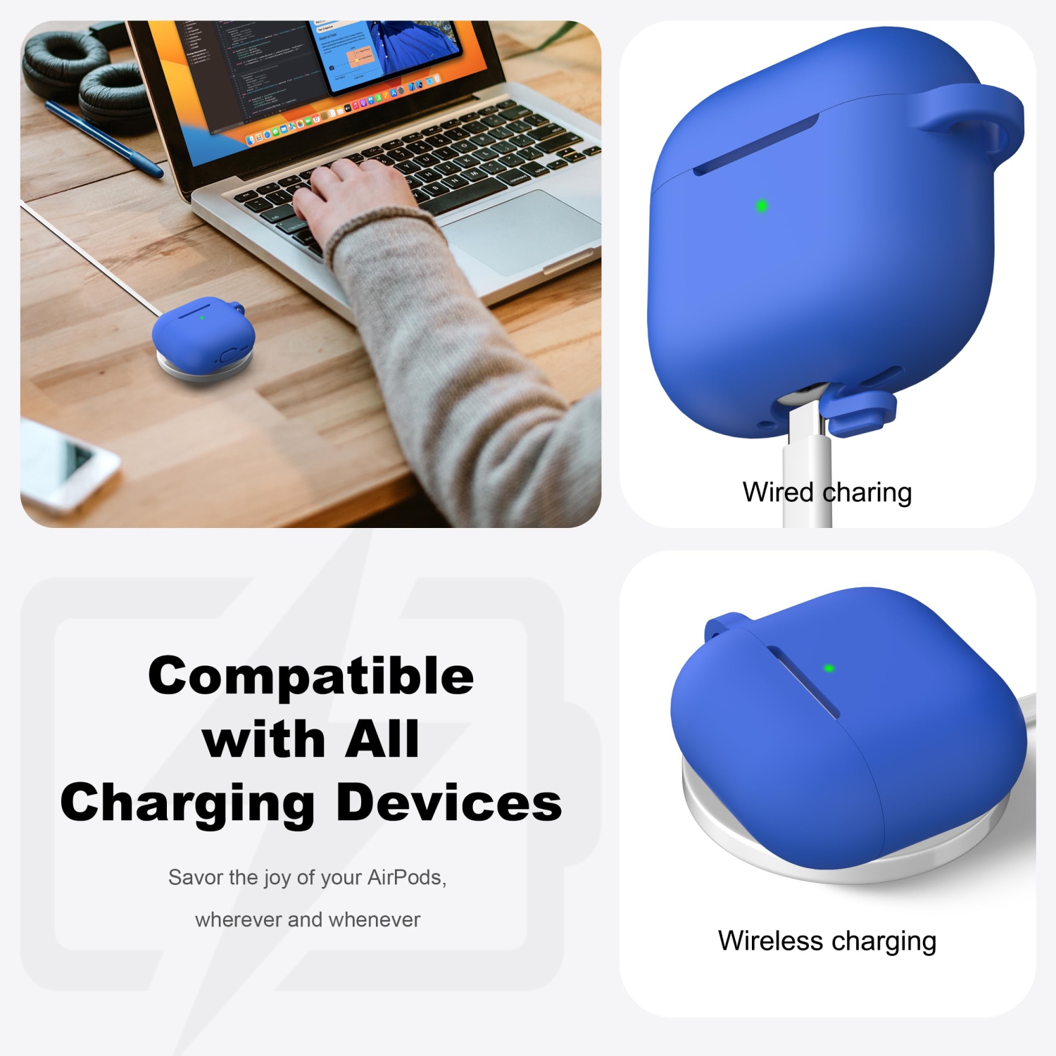 for Airpods 4th Generation Case Cover with Cleaner Kit, Soft Skin Silicone Casewith Keychain, Full Protective Case, Compatible with Apple Latest