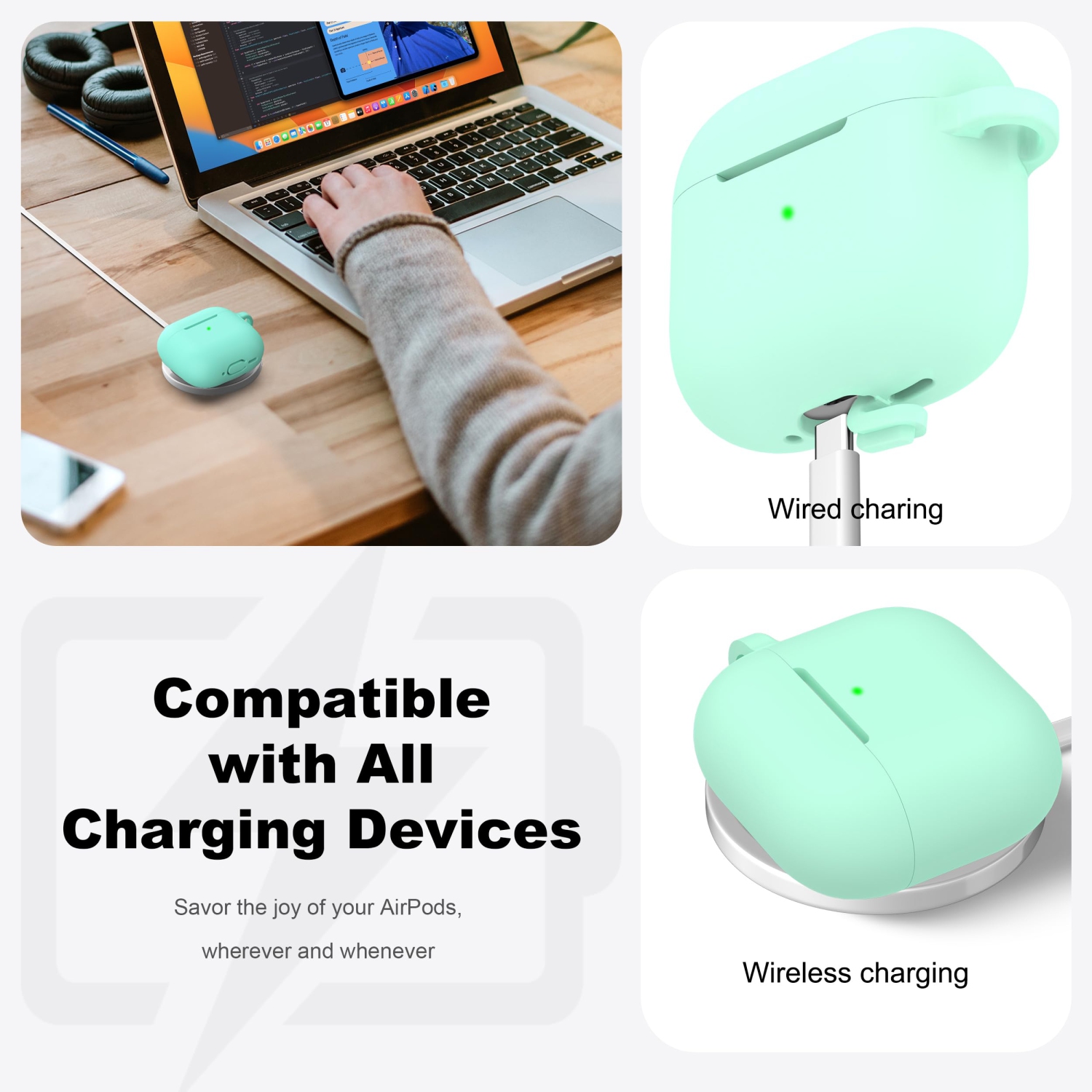 for Airpods 4th Generation Case Cover with Cleaner Kit,Soft Silicone Casewith Keychain,Full Protective Case,Compatible with Apple Latest Airpods