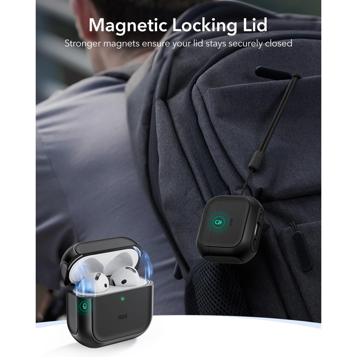 for AirPods 4 Case, Compatible with AirPods 4th Generation Case (USB-C), Compatible with MagSafe, Drop Protection Cover with Lanyard, Magnetic Lid