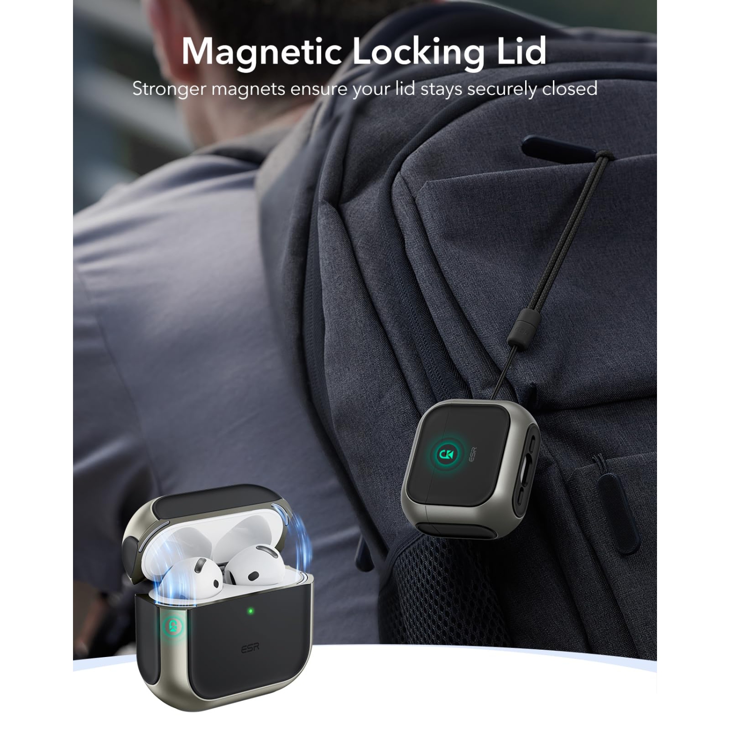 for AirPods 4 Case, Compatible with AirPods 4th Generation Case (USB-C), Compatible with MagSafe, Drop Protection Cover with Lanyard, Magnetic Lid