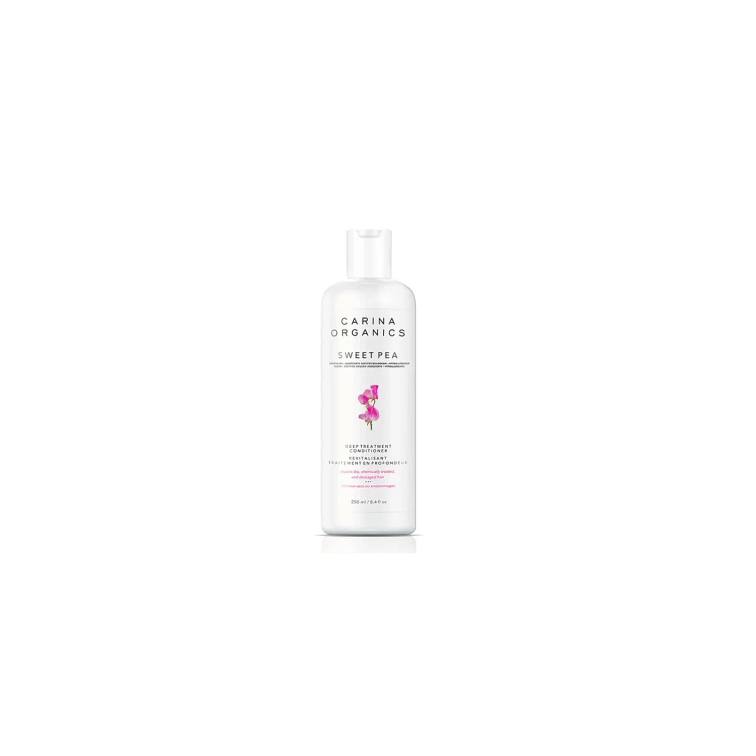 Carina Organics – Revitalisant profond aux pois doux, 250 ml, blanc