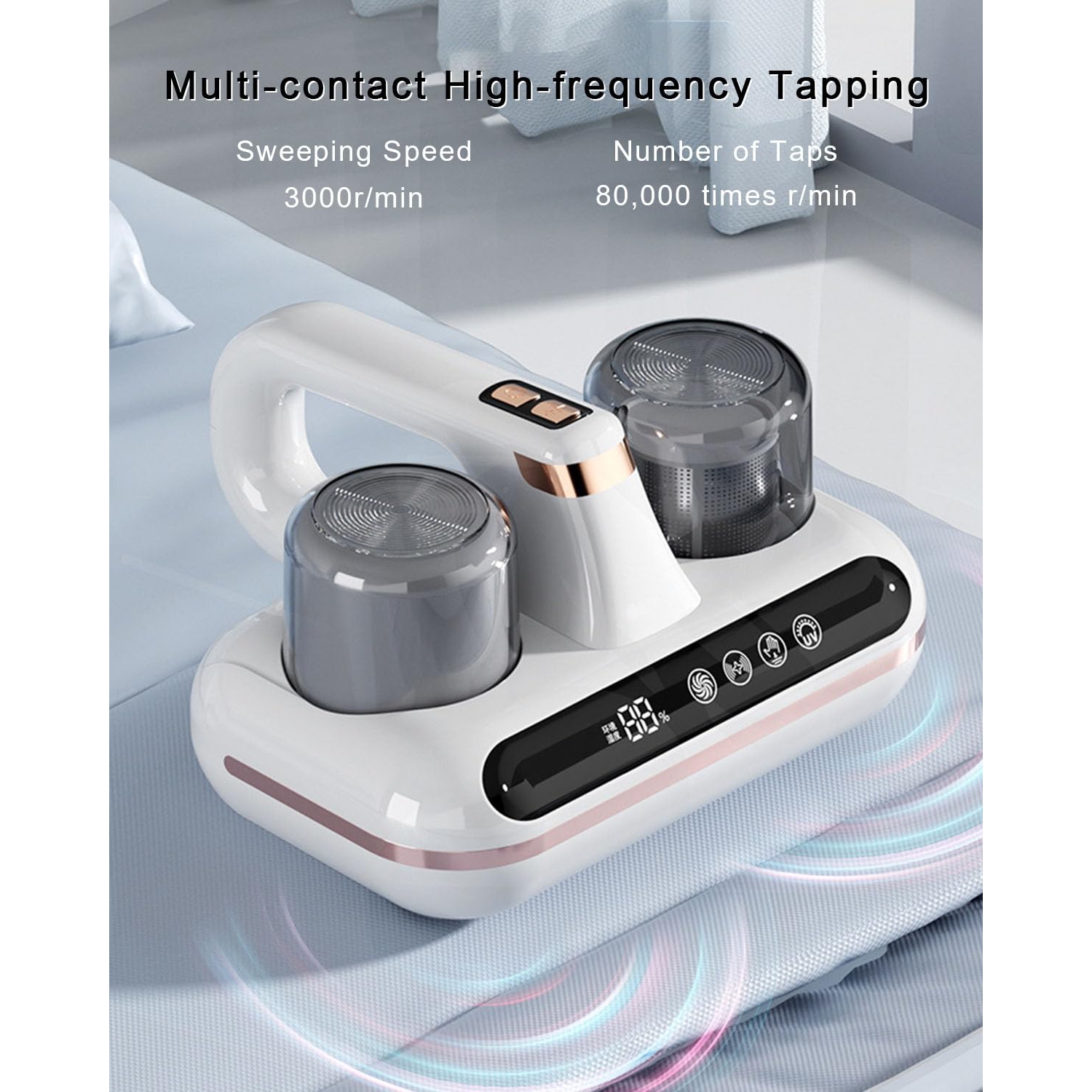 Cordless Mattress Vacuum Cleaners, 10Kpa Handheld Bed Vacuum Cleaner with LED Display, for Carpets, Beds, Sofas, Pillows