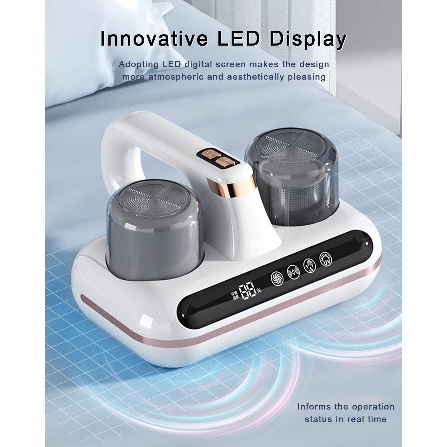 Cordless Mattress Vacuum Cleaners, 10Kpa Handheld Bed Vacuum Cleaner with LED Display, for Carpets, Beds, Sofas, Pillows