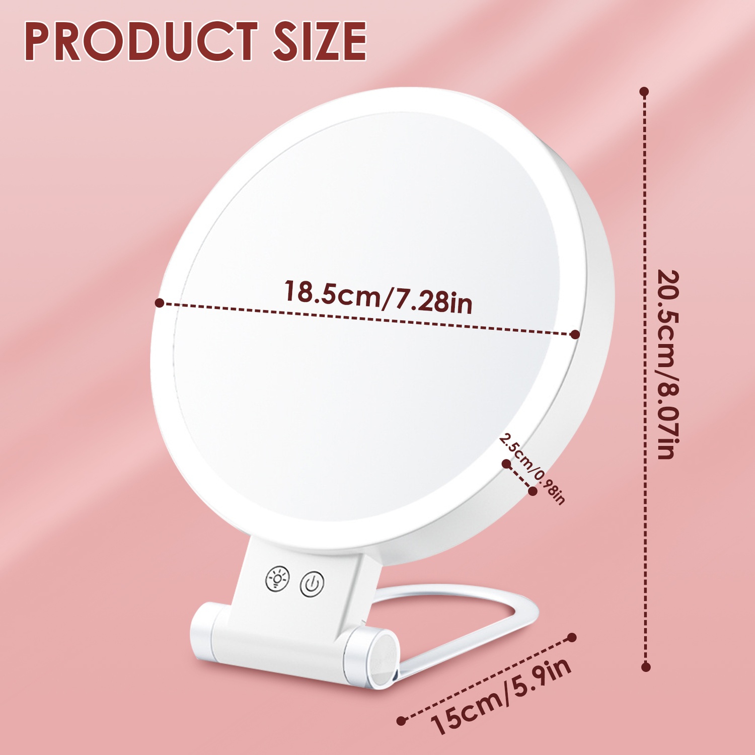 Miroir grossissant portatif avec lumière, miroir de maquillage lumineux à 2 côtés 1X/10X pour le maquillage miroir de table pour le maquillage