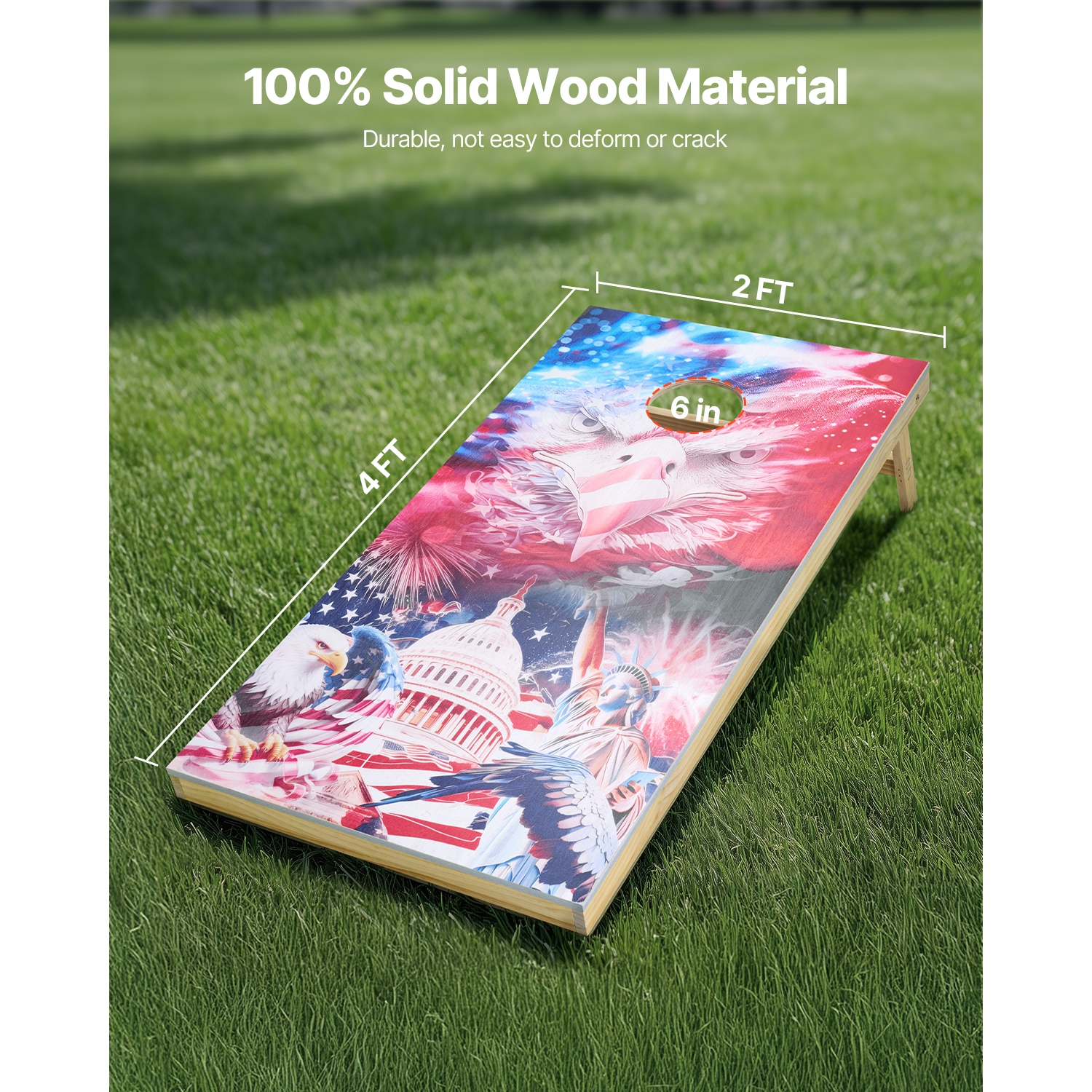 VEVOR 4x2 ft Cornhole Set, Corn Hole Game Boards, Solid Wood Portable Toss Board, Indoor and Outdoor Cornhole Play for Adults, Include 8 Bean Bags