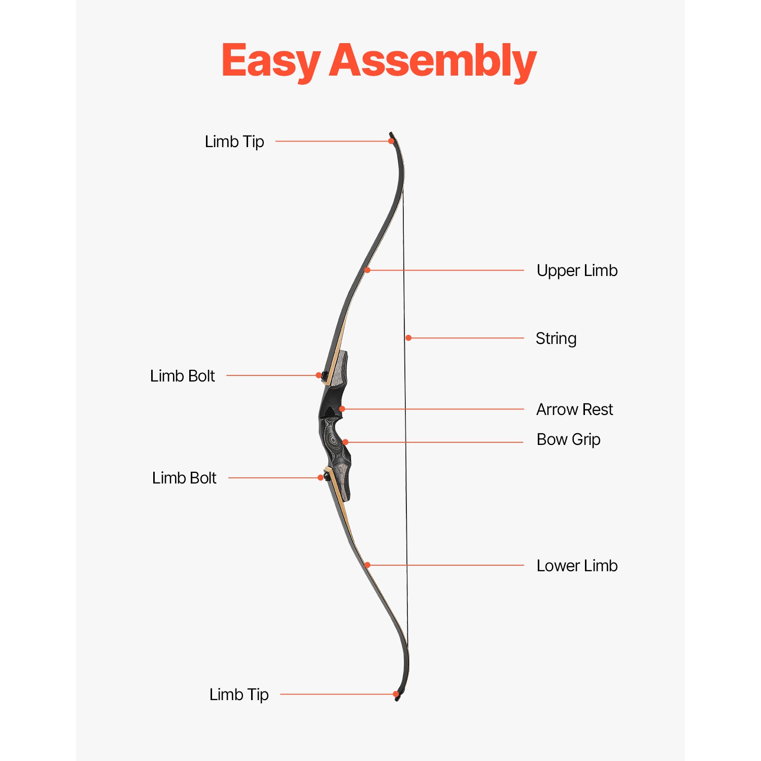 VEVOR 60 inch Recurve Bow and Arrows Kit, Wooden Takedown Bows, Right Handed Ergonomic Archery Recurve Bow Package, Longbow for Outdoor Target